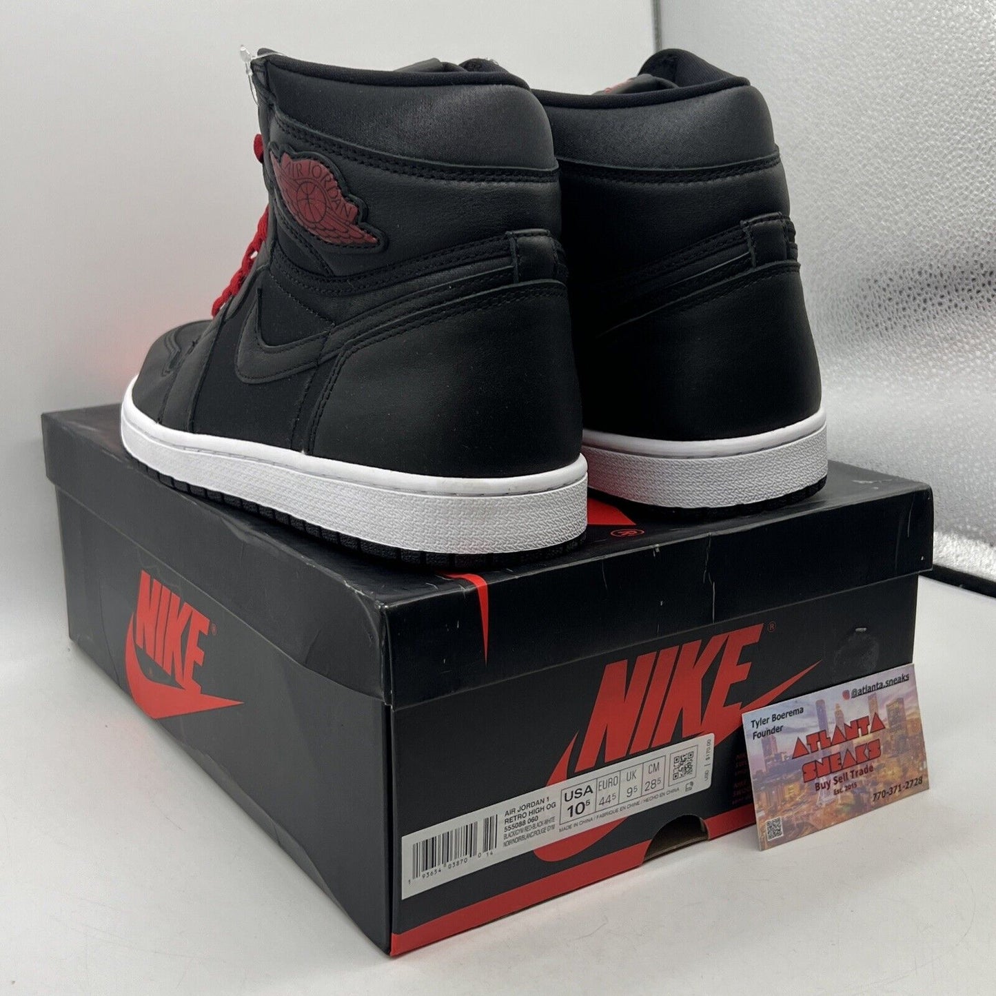 Size 10.5 - Air Jordan 1 Retro OG High Black Gym Red White (555088-060)