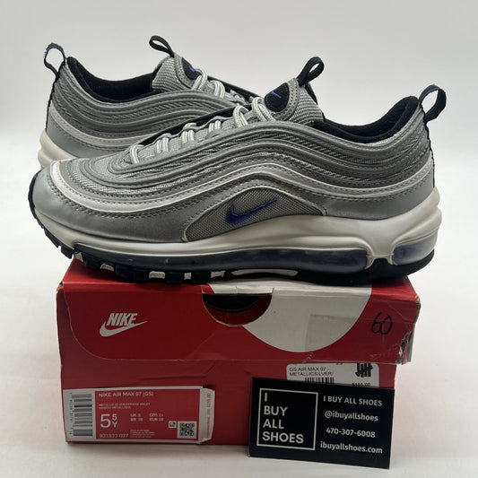 Size 5.5Y - Nike Air Max 97 GS Silver Purple White Shoes (921522-027)