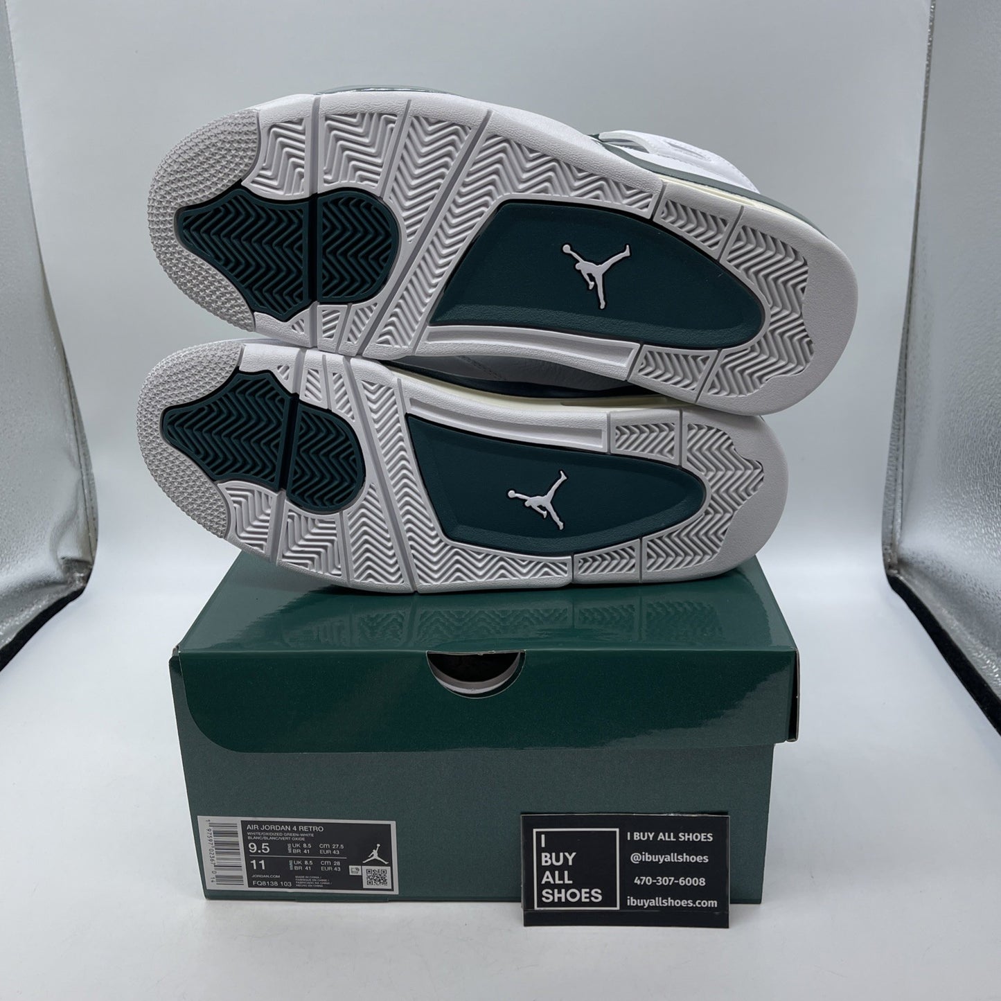 Size 9.5 - Air Jordan 4 Retro Oxidized Green White Leather (FQ8138-103)