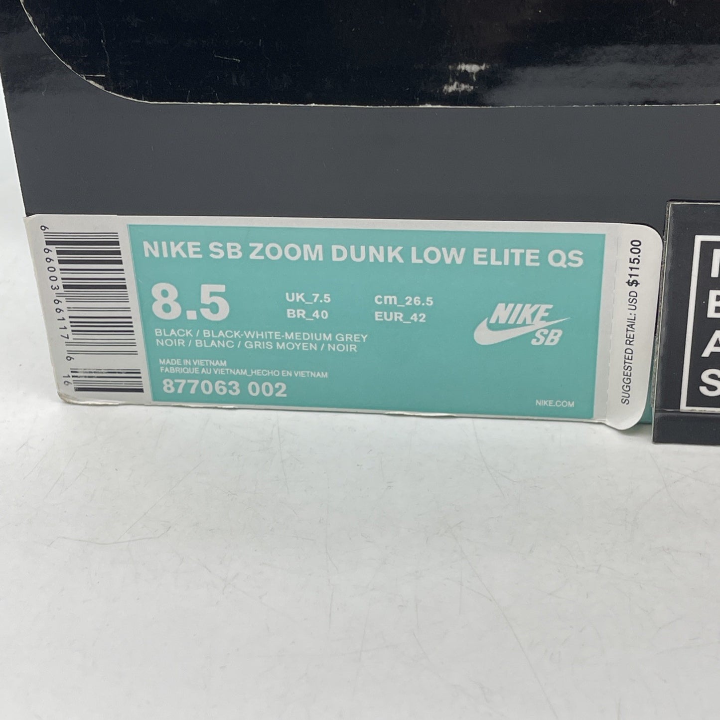 Size 8.5 - Medicom Toy x Nike SB Dunk Elite Low Black (877063-002)