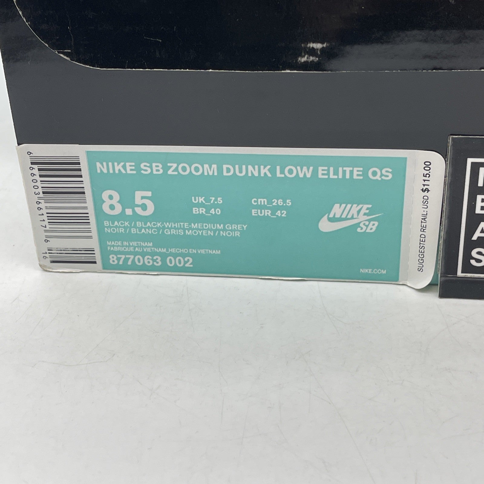 Size 8.5 - Medicom Toy x Nike SB Dunk Elite Low Black (877063-002)