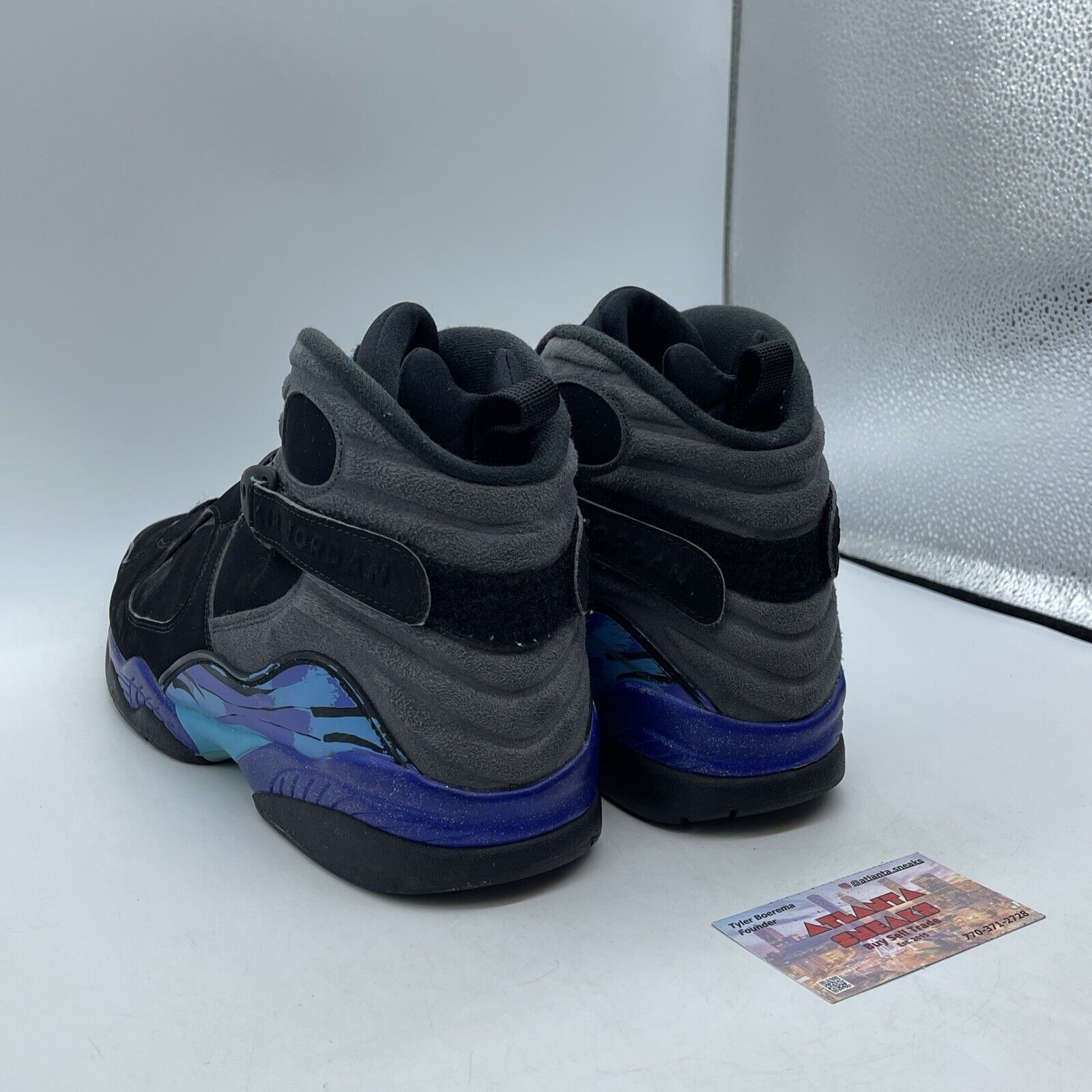 Size 13 - Air Jordan 8 Retro 2007 Aqua Purple Leather  Black Suede (305381-025)