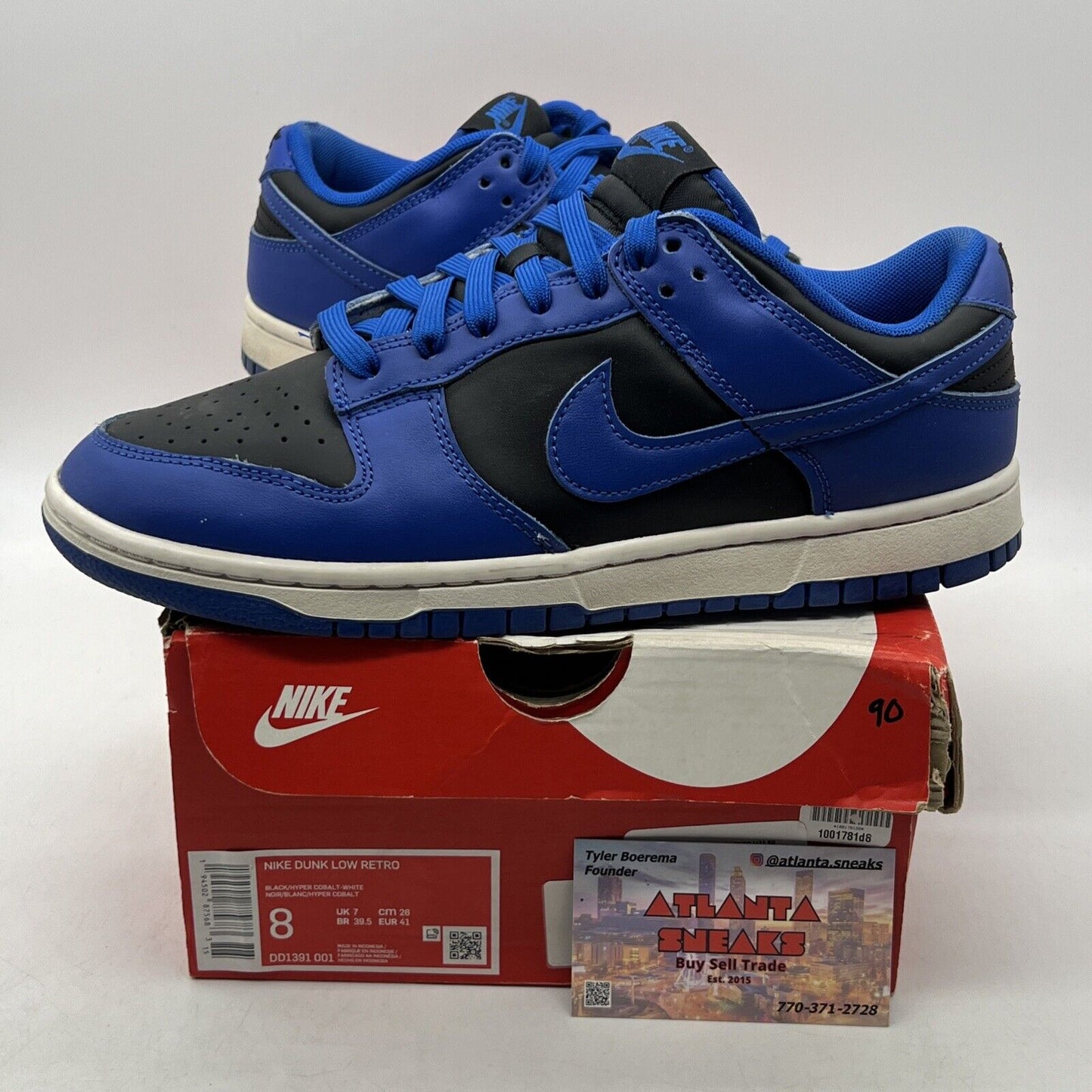 Size 8 - Nike Dunk Low Hyper Cobalt Black Blue Leather White (DD1391-001)