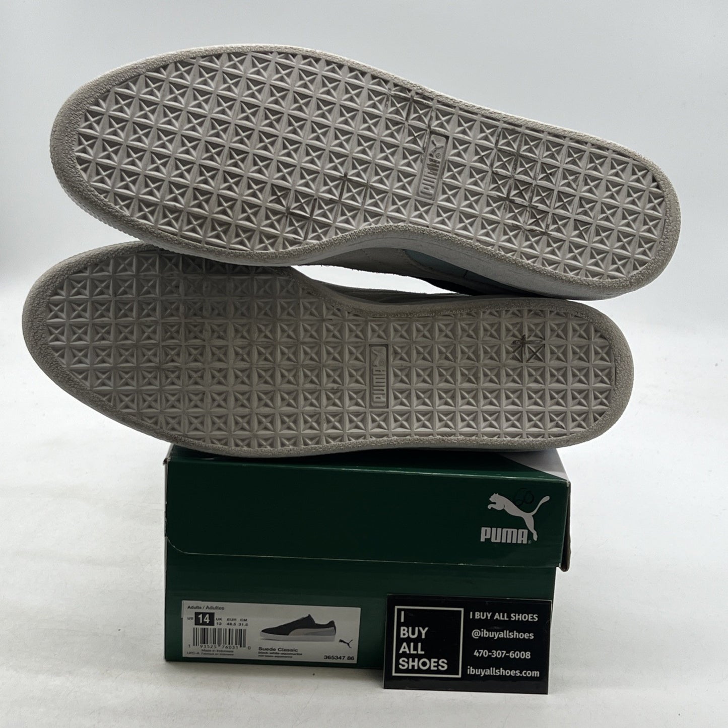Size 14 - Puma Suede Classic Black Aquamarine (365347-86)