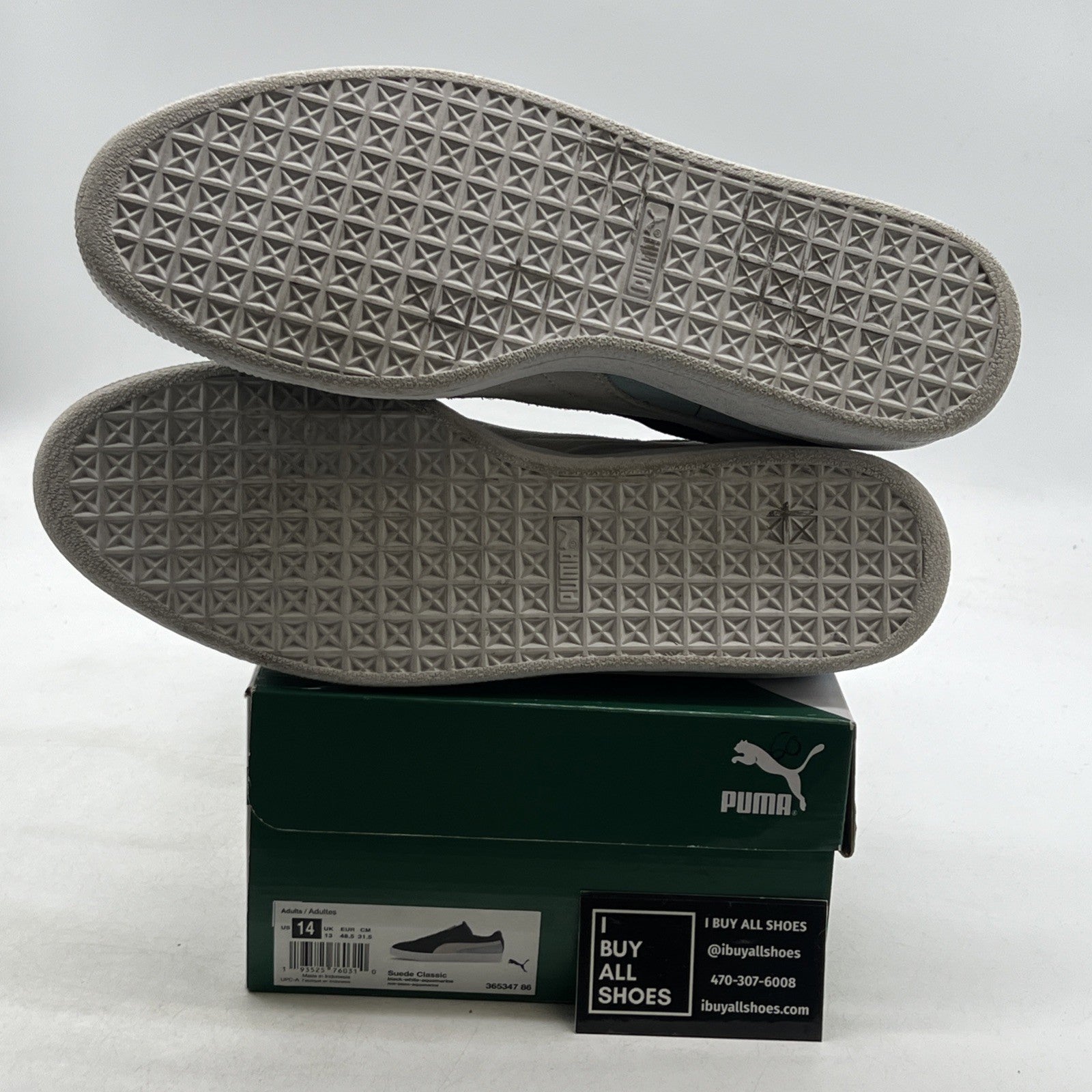 Size 14 - Puma Suede Classic Black Aquamarine (365347-86)