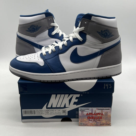 Size 13 - Jordan 1 Retro OG High True Blue White Grey Leather (DZ5485-410)