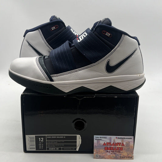 Size 12 - Nike LeBron Zoom Soldier 3 White Midnight Navy (354815-141)