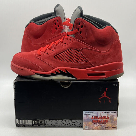 Size 11.5 - Air Jordan 5 Retro Red Suede Grey Black (136027-602)