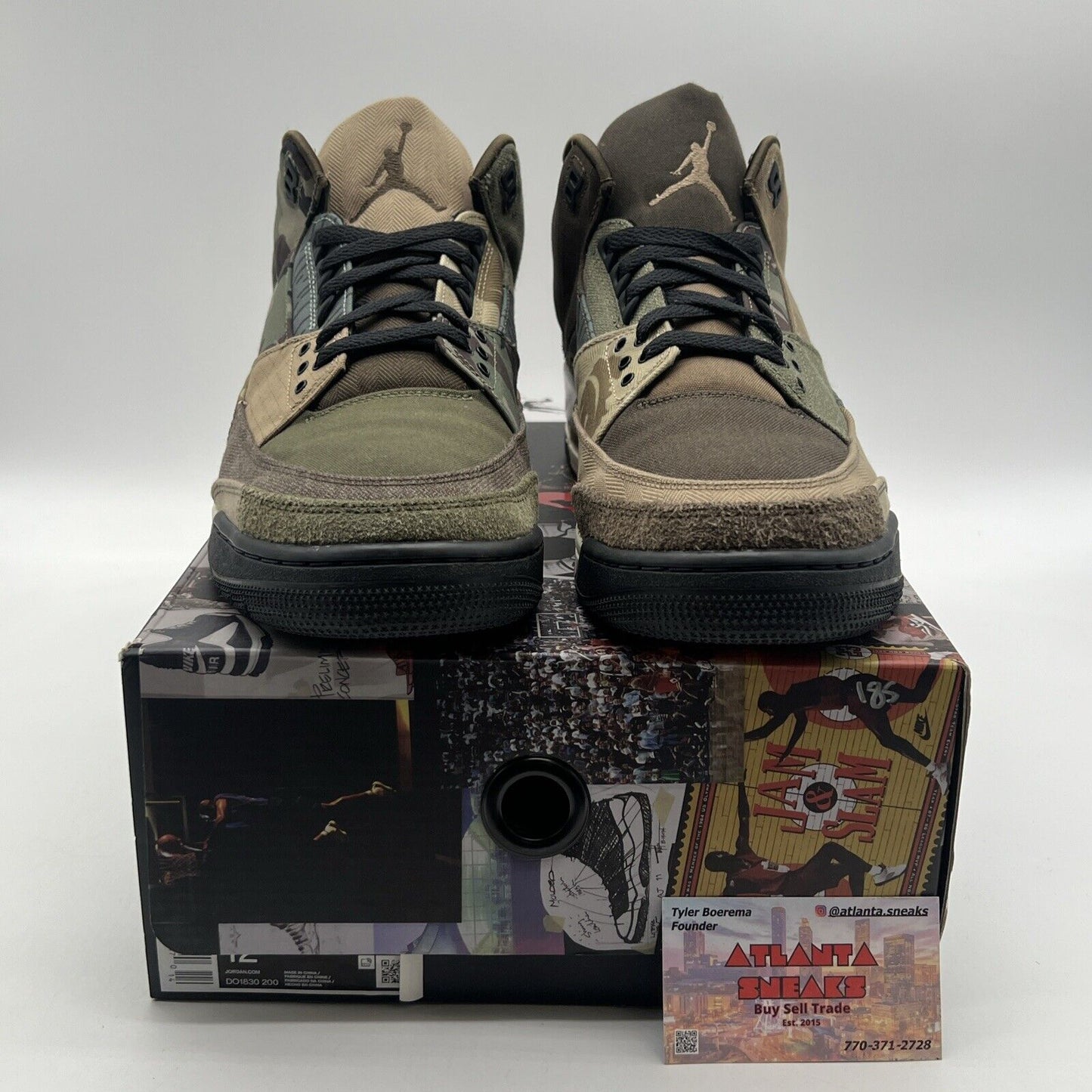 Size 12 - Jordan 3 Retro Patchwork 2021 Black Tan Olive (DO1830-200)