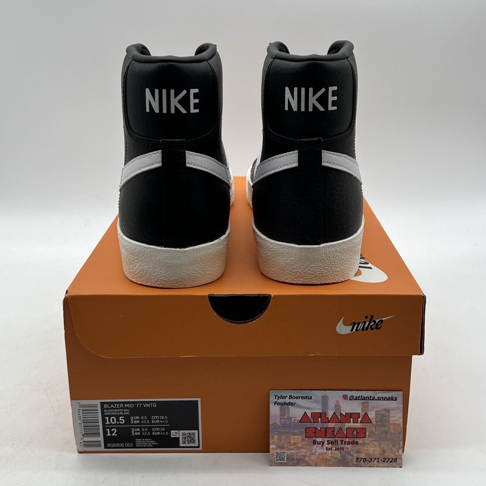 Size 10.5 - Nike Blazer '77 Vintage Mid Black Sail Leather (BQ6806-002)