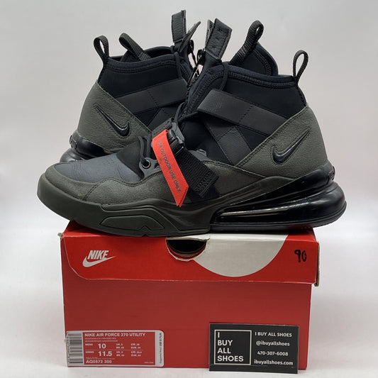 Size 10 - Nike Air Force 270 Utility Style Black Suede Leather (AQ0572-300)