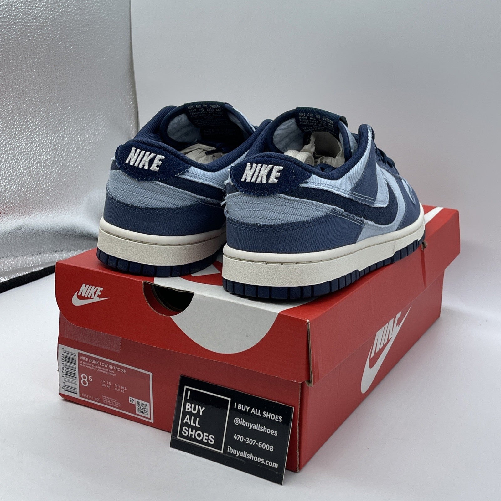 Size 8.5 - Nike Dunk SE Low Light Armory Blue Denim Suede (HF3141-400)