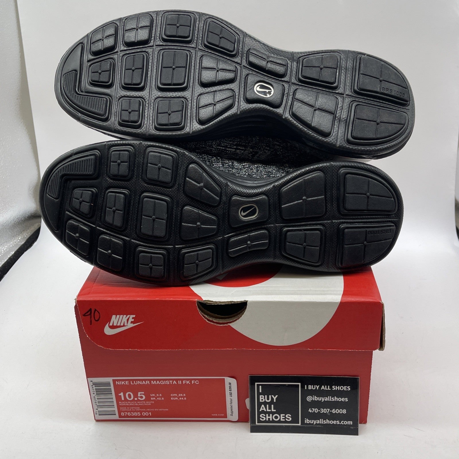 Size 10.5 - Nike Lunar Magista 2 Flyknit FC Black White Suede (876385-001)