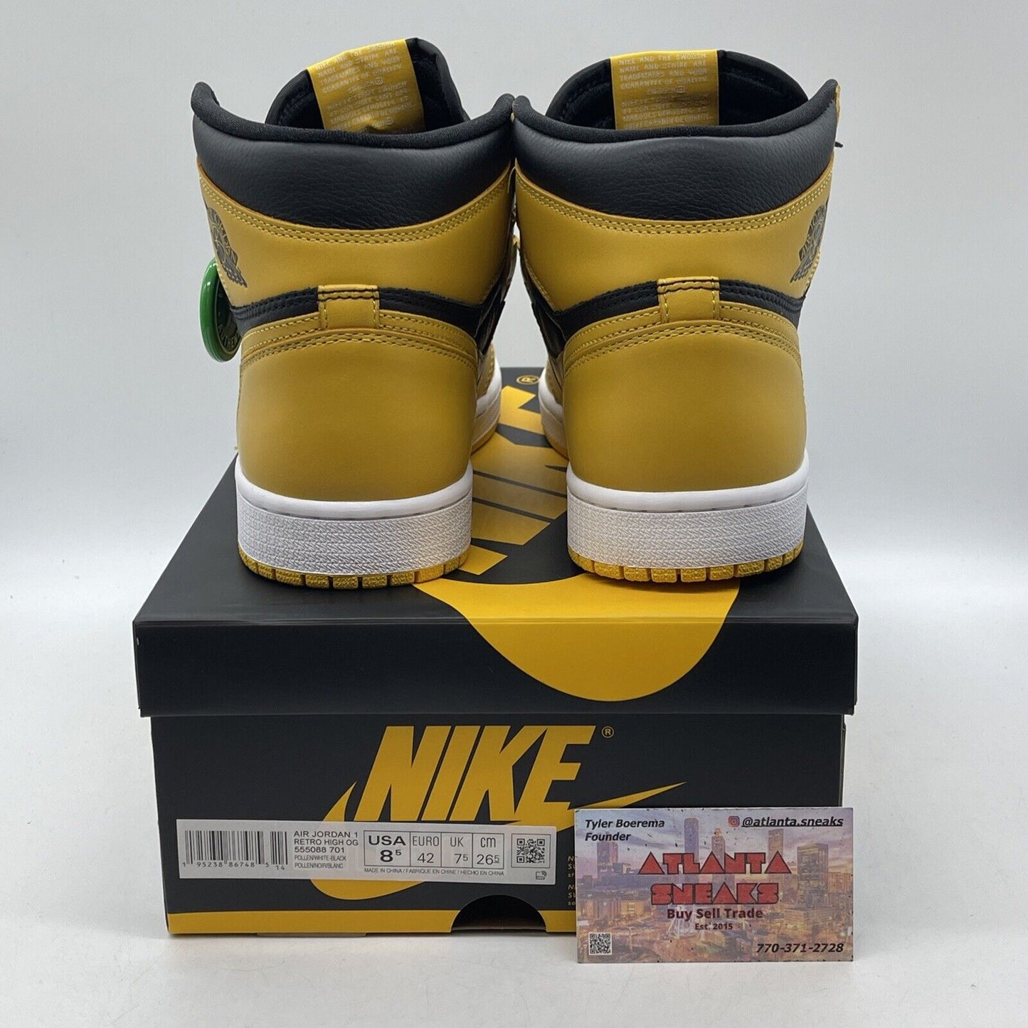 Size 8.5 - Jordan 1 Retro OG High Pollen Yellow Black Leather (555088-701)