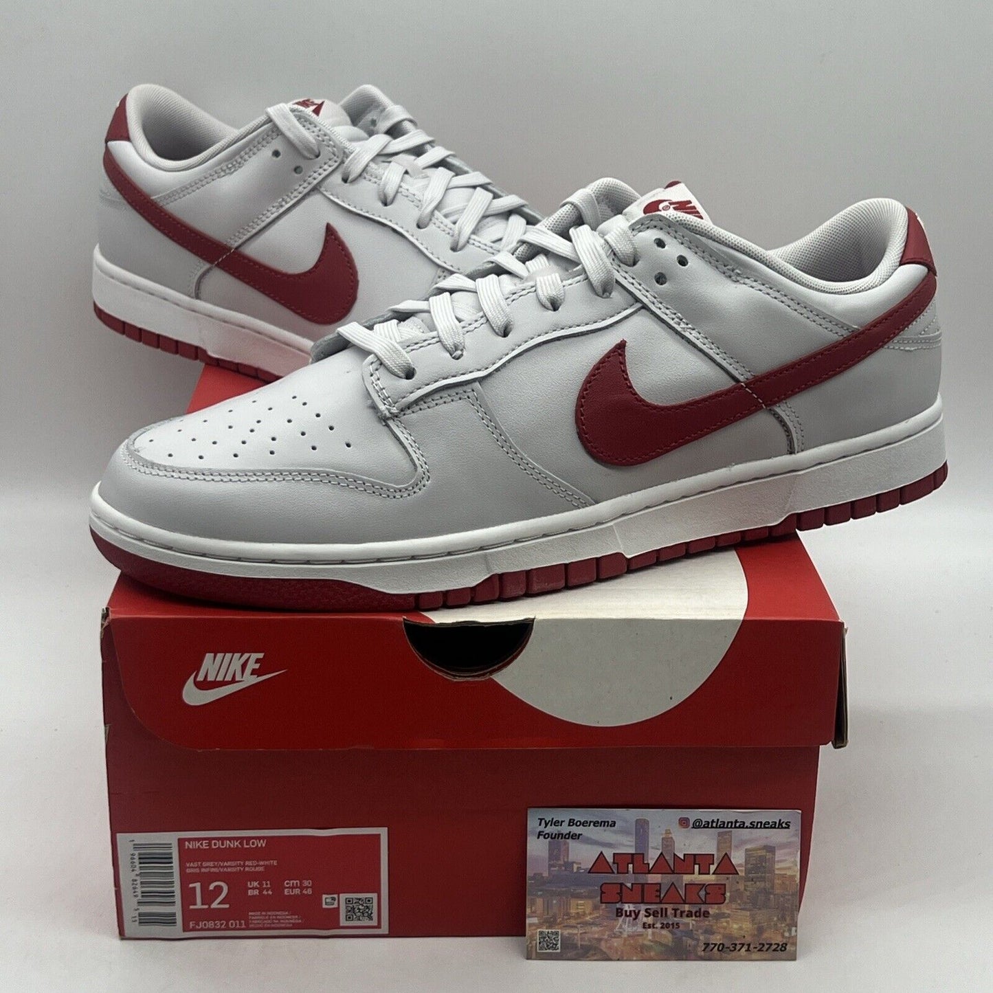Size 12 - Nike Dunk Low Vast Grey Varsity Red Brand New Og All