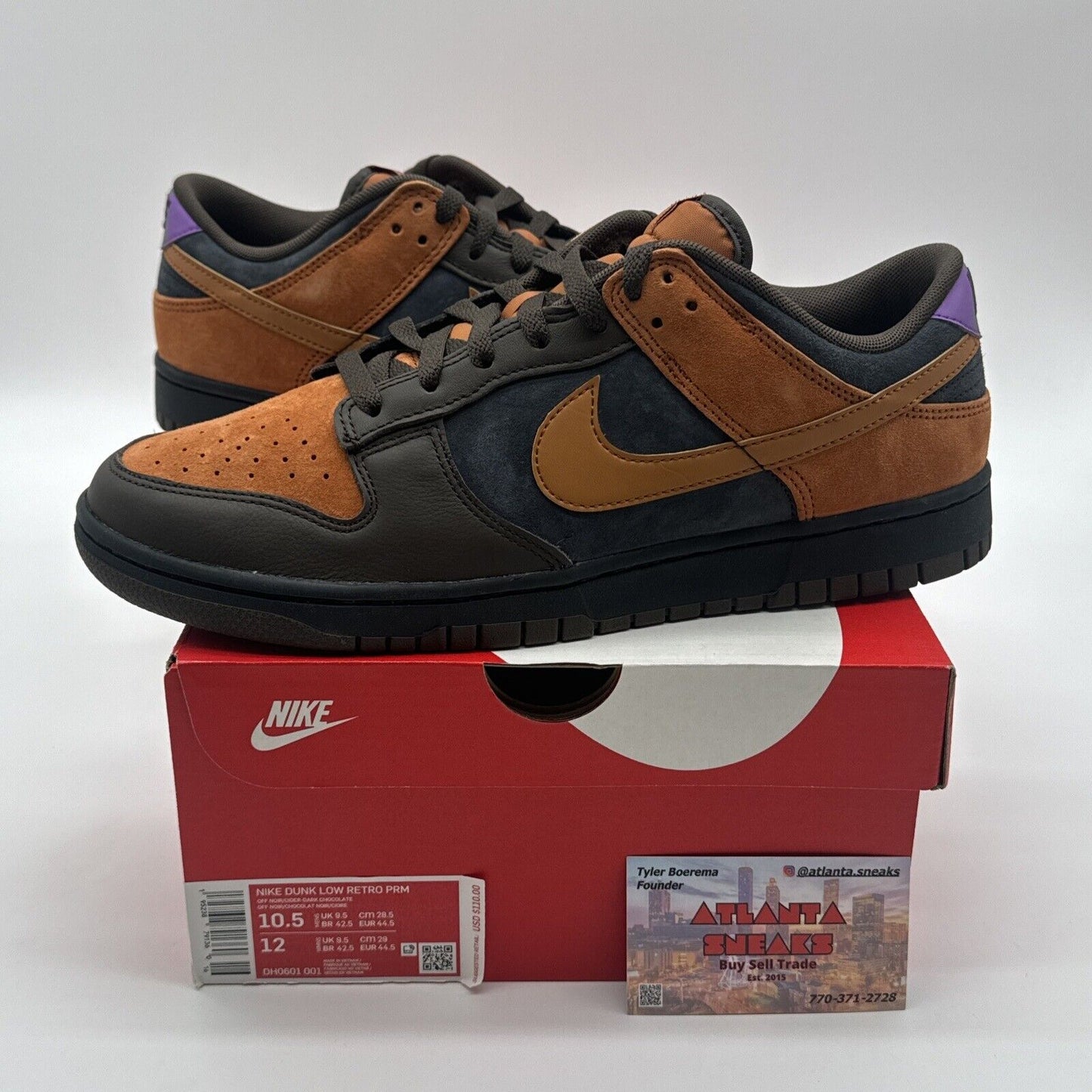 Size 10.5 - Nike Dunk Low Premium Cider Orange Suede Purple Accents Brown Leathe