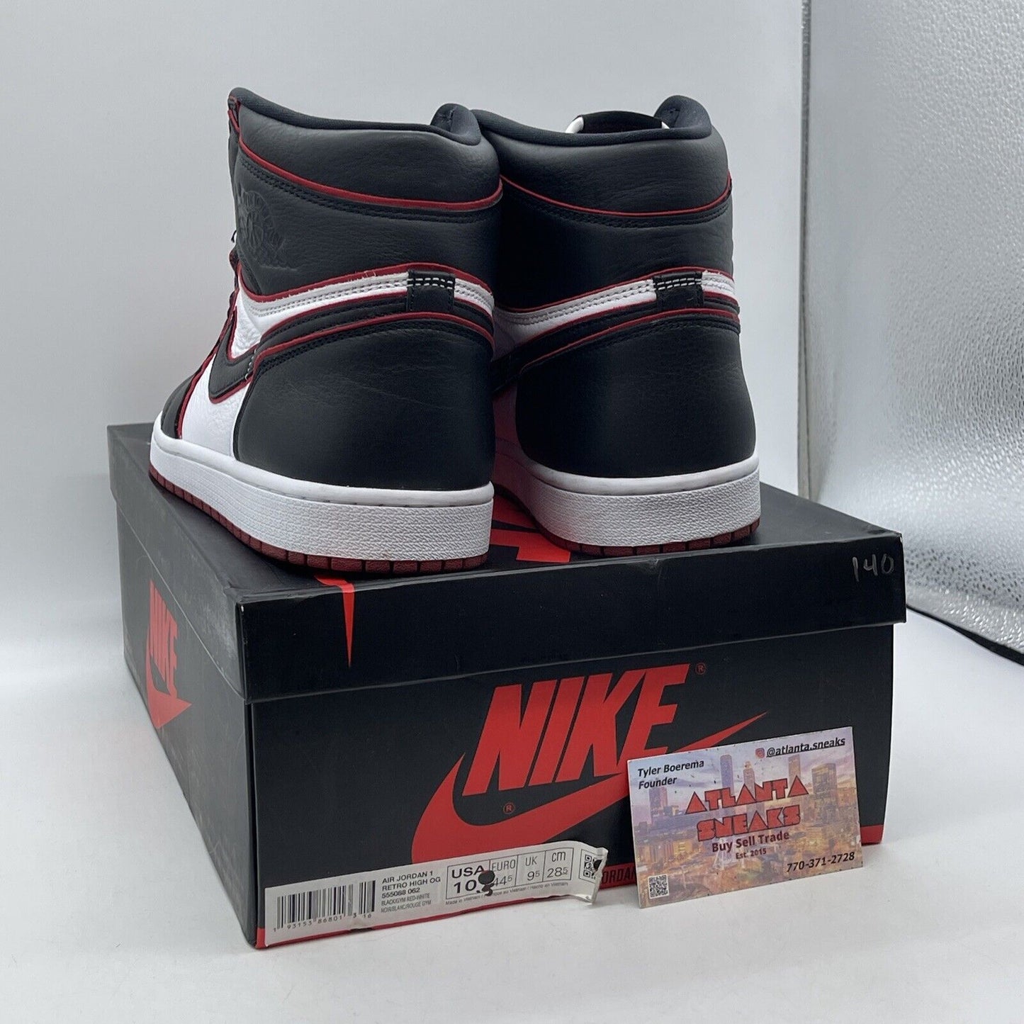 Size 10.5 - Jordan 1 Retro High OG Bloodline 2019 Black Leather (555088-062)