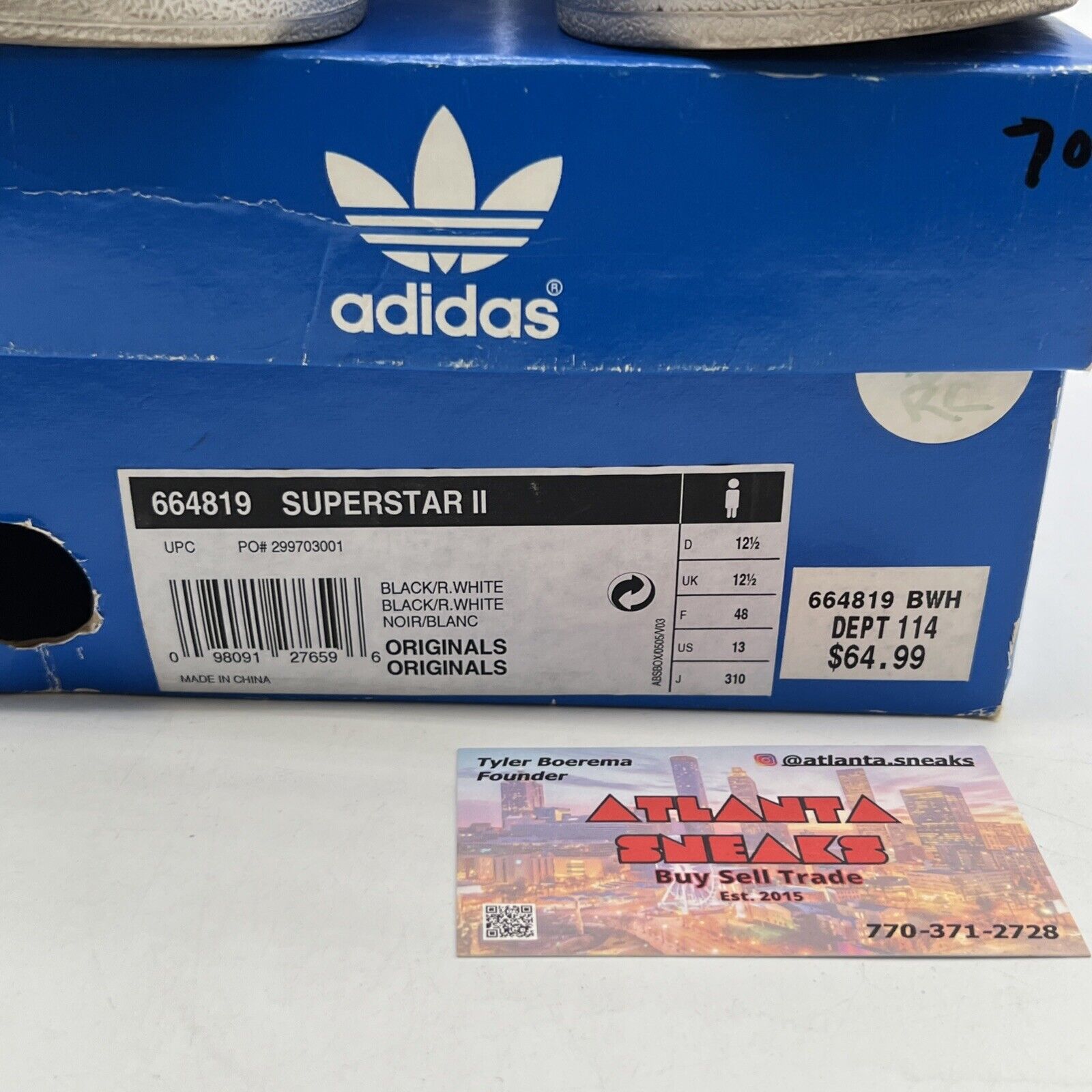 Size 13 - adidas Superstar 2 Black White (664819)