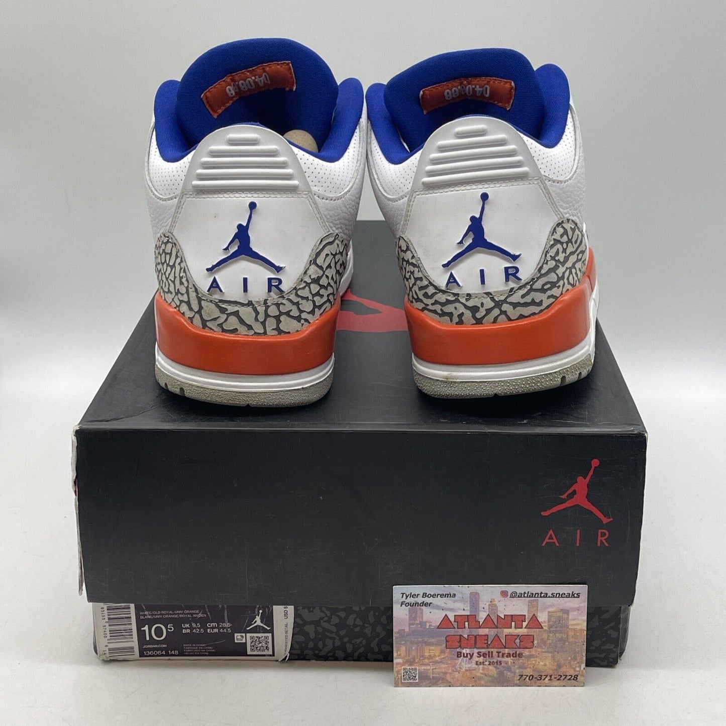 Size 10.5 - Air Jordan 3 Retro Knicks White Leather Grey Suede (136064-148)
