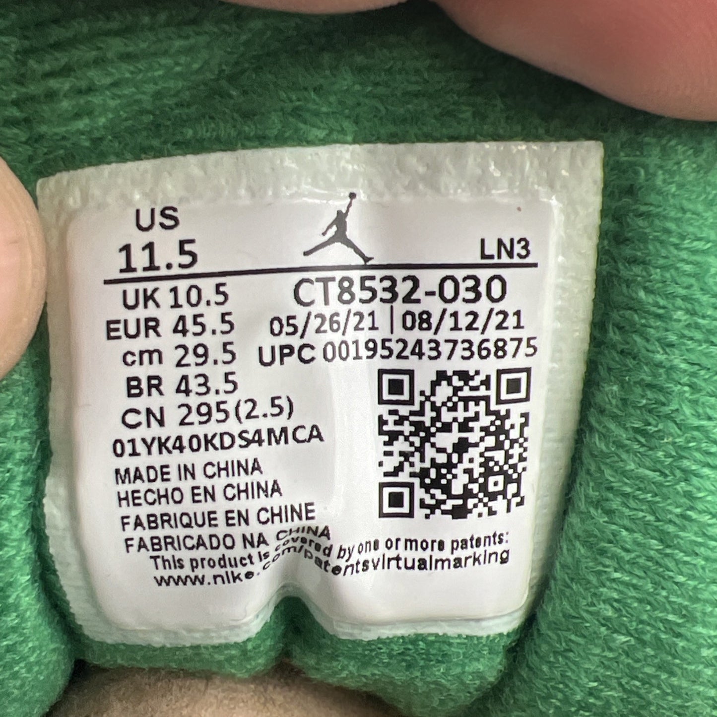 Size 11.5 - Air Jordan 3 Retro Mid Pine Green (CT8532-030)