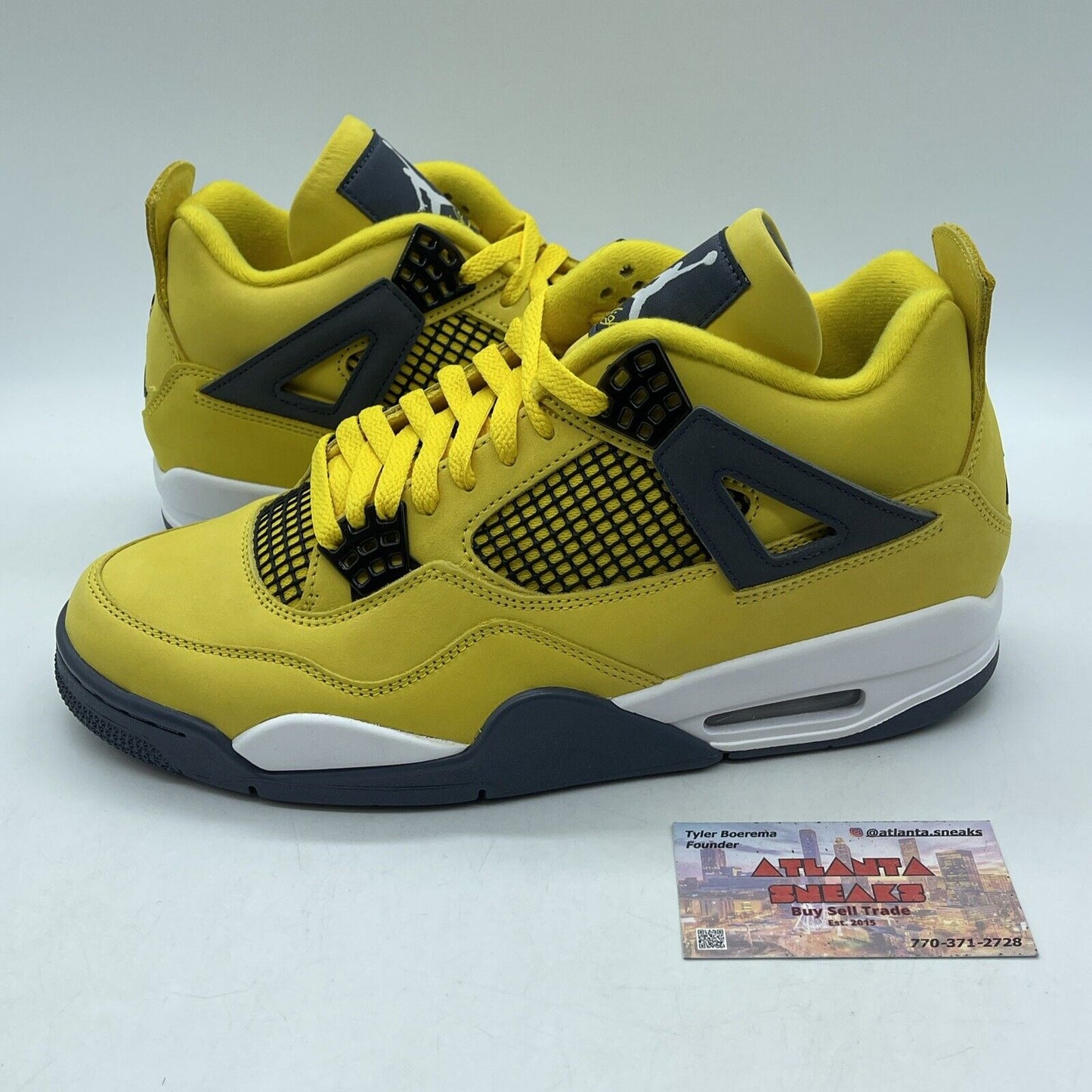 Size 10 - Jordan 4 Retro Mid Lightning White Yellow Suede Black (CT8527-700)