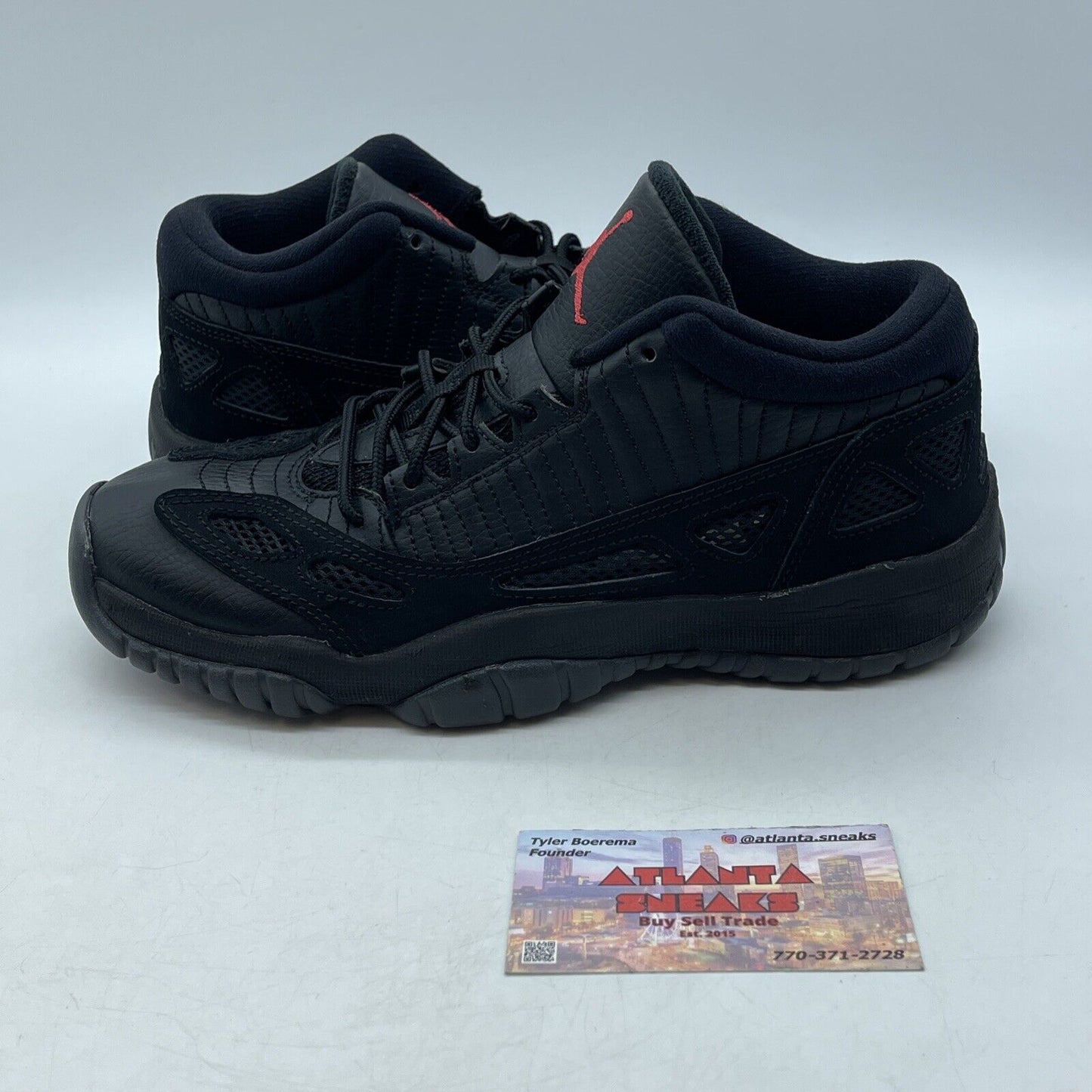 Size 6Y (GS) - Jordan 11 Retro IE Low Referee Black Red Suede (768873-003)