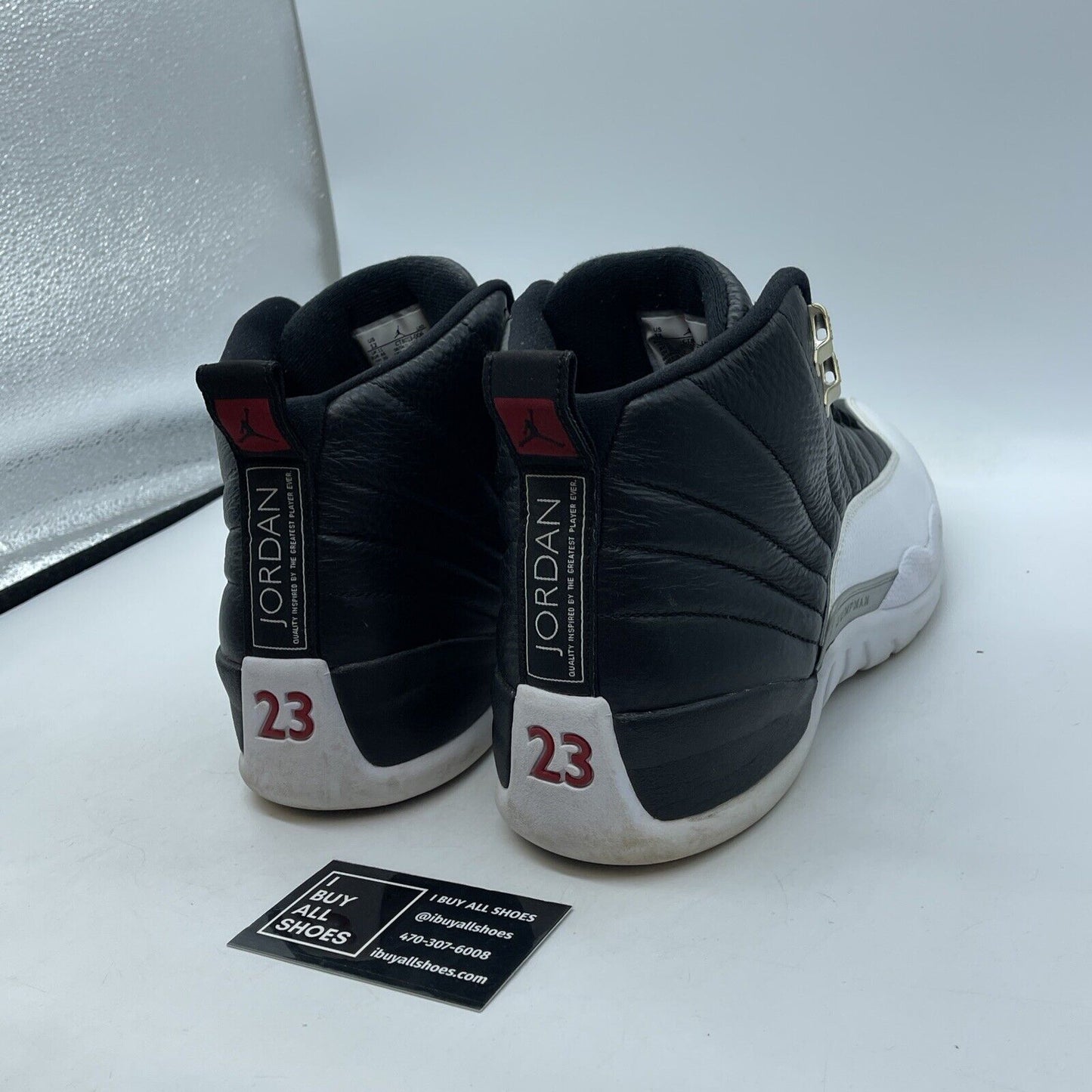 Size 12 - Jordan 12 Retro Mid Playoff Black White Red Leather (CT8013-006)