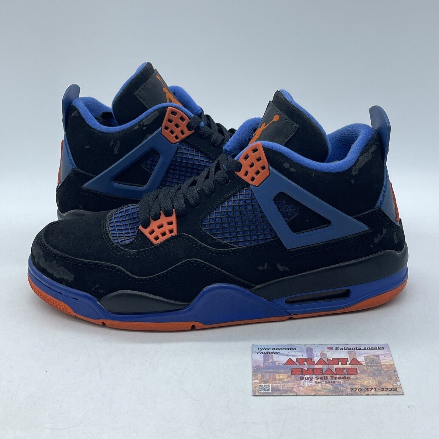 Size 8 - Air Jordan 4 Retro Cavs Black Suede Blue Orange Leather (308497-027)