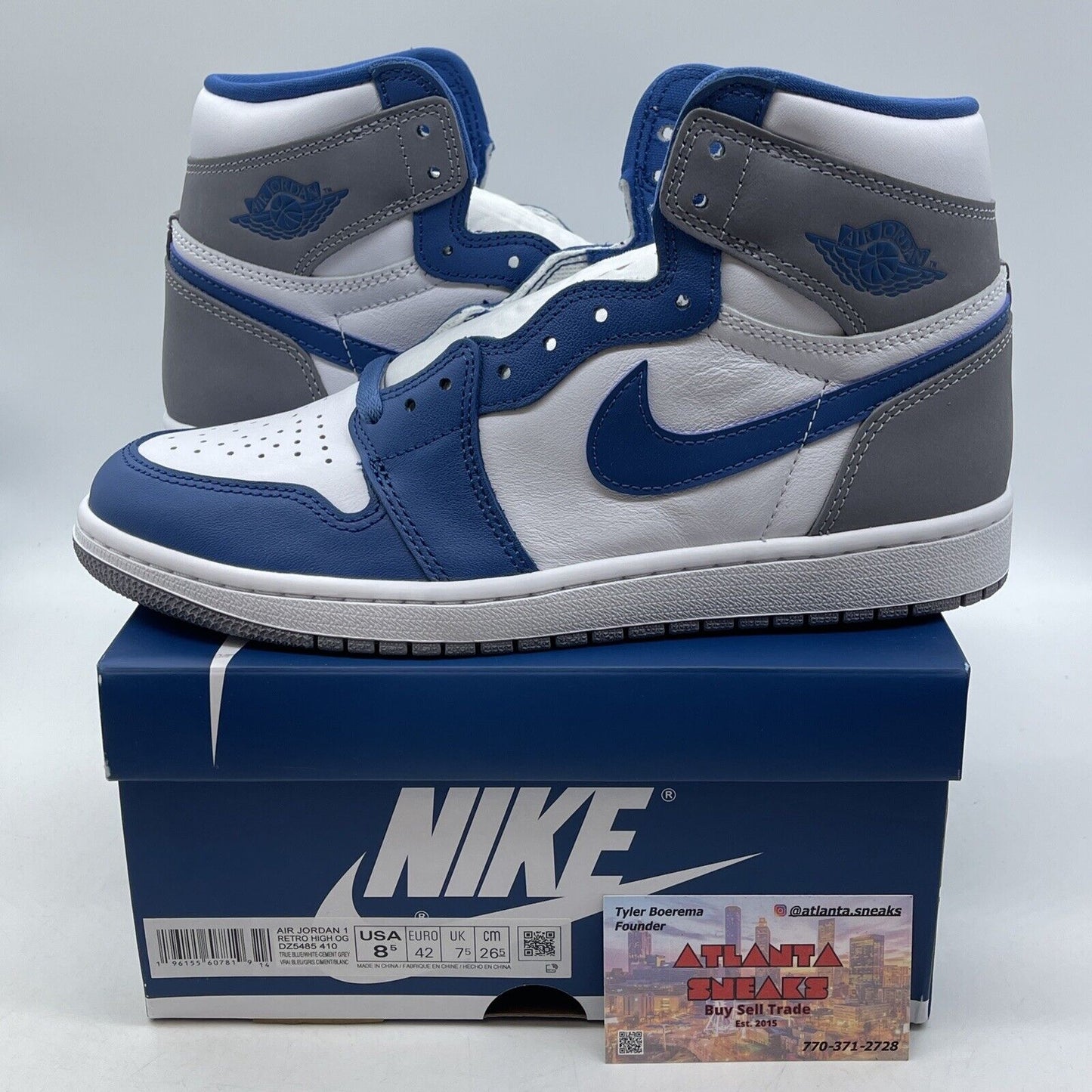 Size 8.5 - Jordan 1 Retro OG High True Blue Grey White Suede (DZ5485-410)