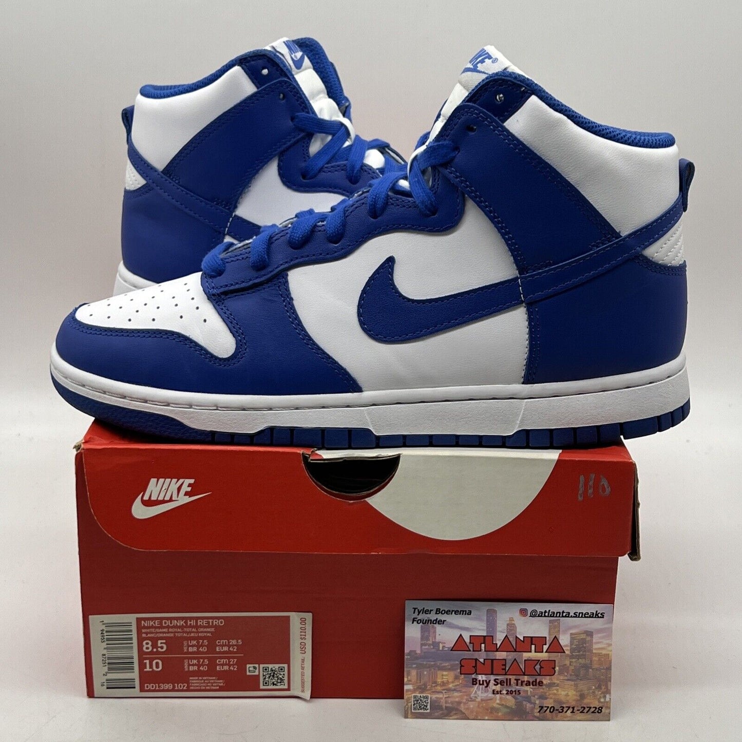 Size 8.5 - Nike Dunk 2021 High Kentucky What Blue Leather (DD1399-102)