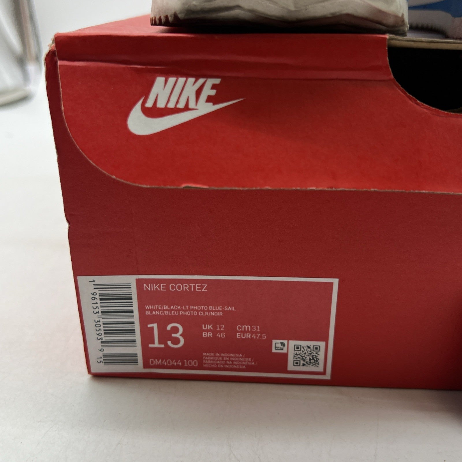 Size 13 - Nike Cortez White Black Blue (DM4044-100)