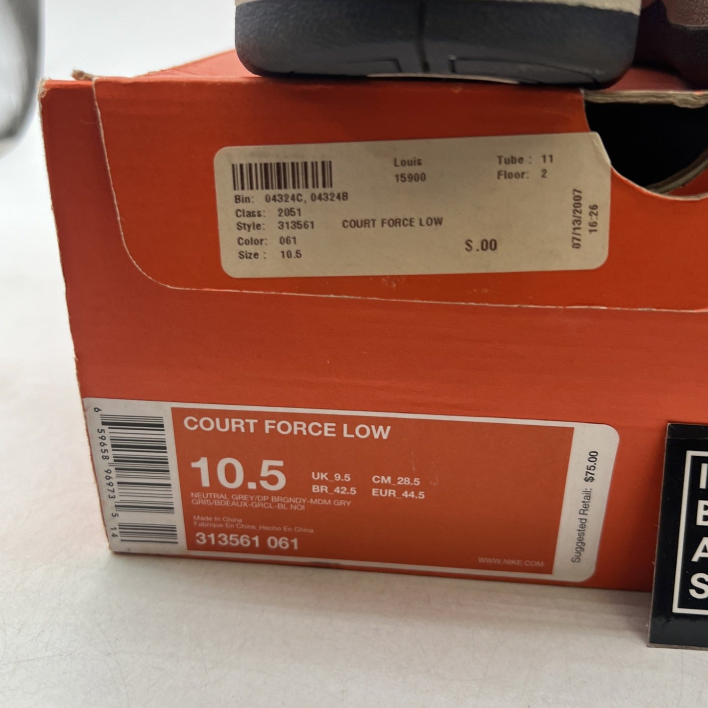 Size 10.5 - Nike Court Force Low Sneakers Gray Navy White (313561-061)