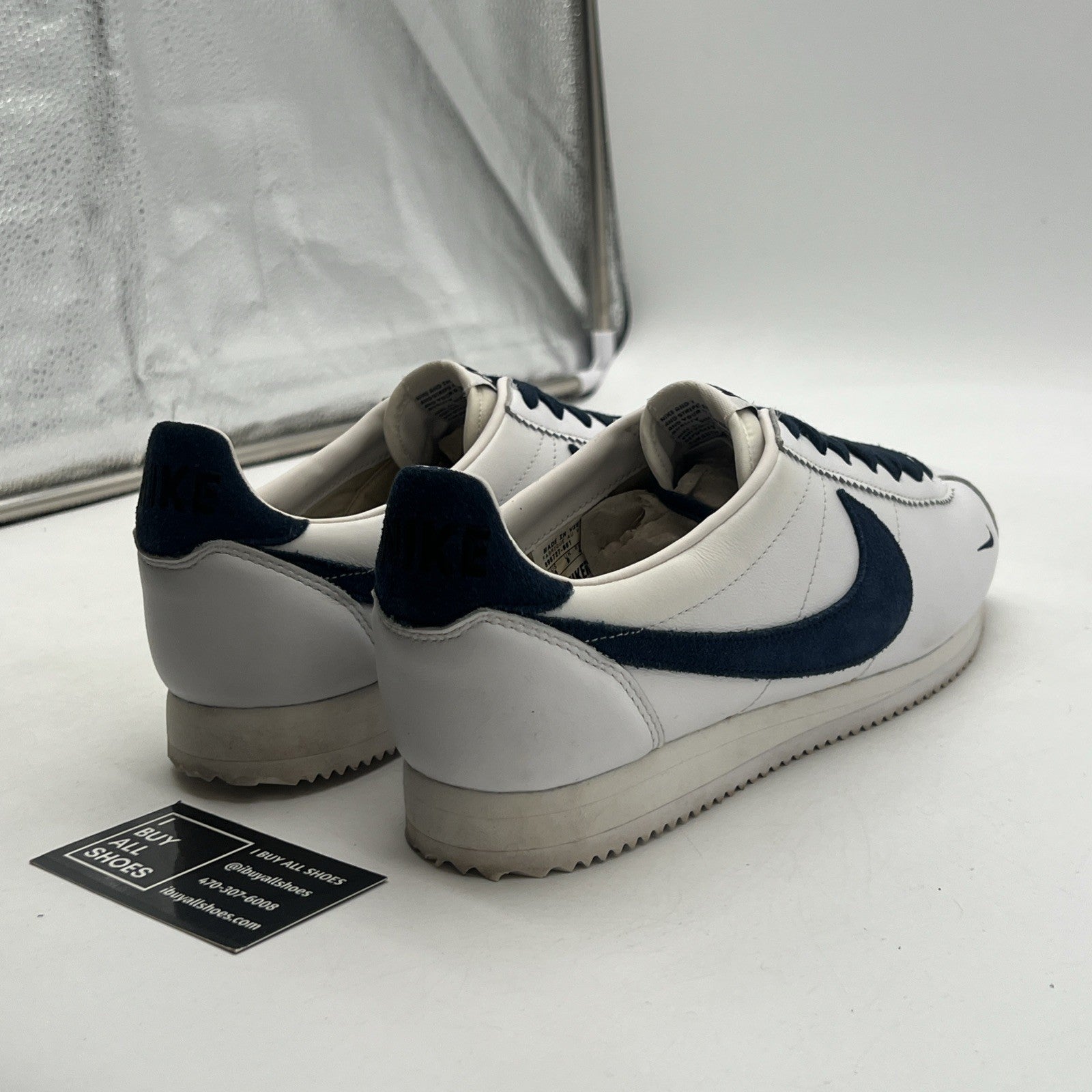Size 10 - Nike ID Cortez White/Navy Running Shoes (898727-981)