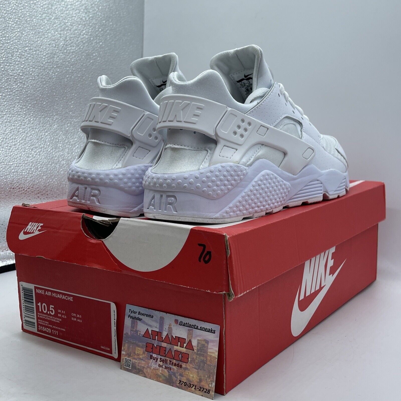 Size 10.5 - Nike Air Huarache All White Suede Leather (318429-111)