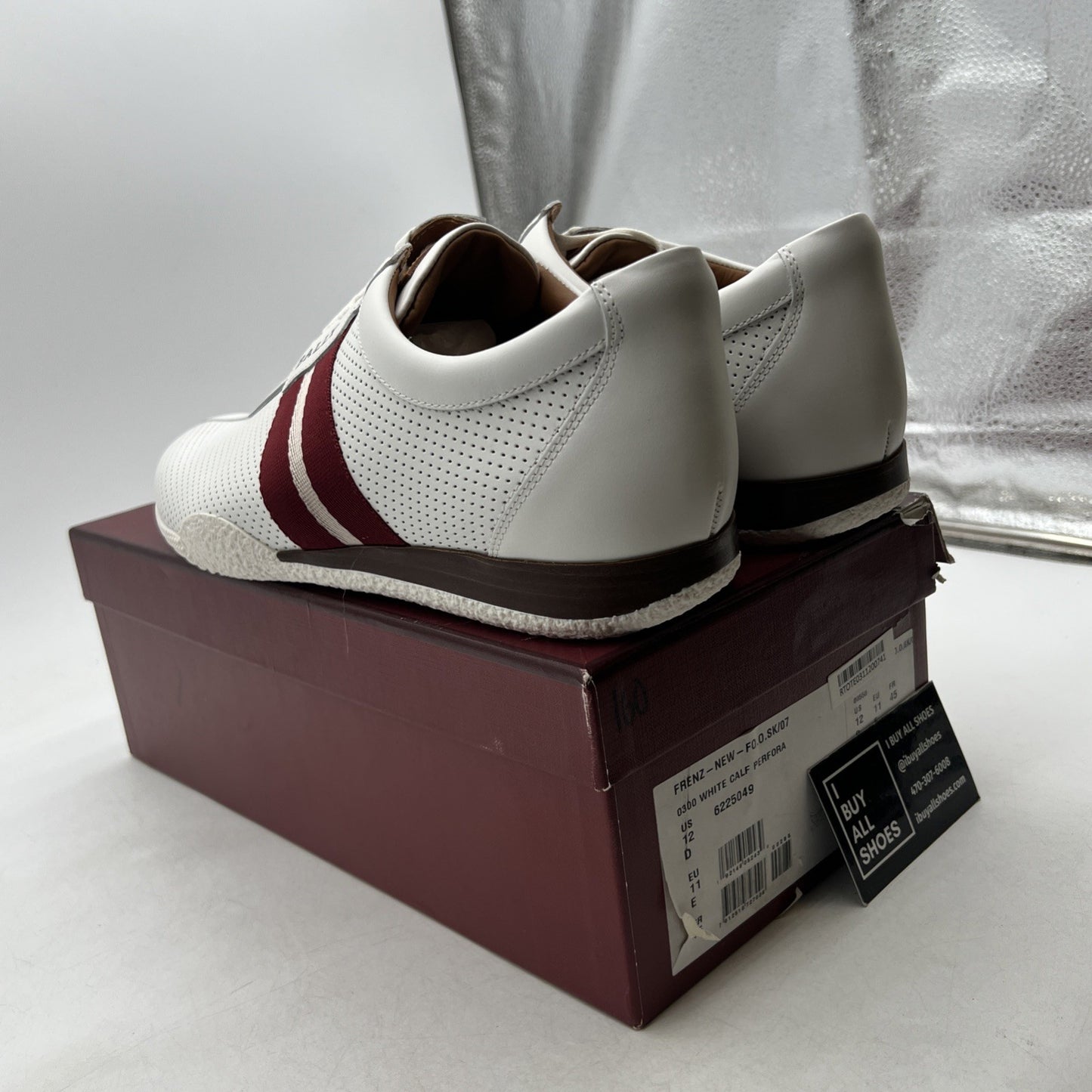 Size 12 - Bally Frenz Men's (6230488) White Leather Sneakers