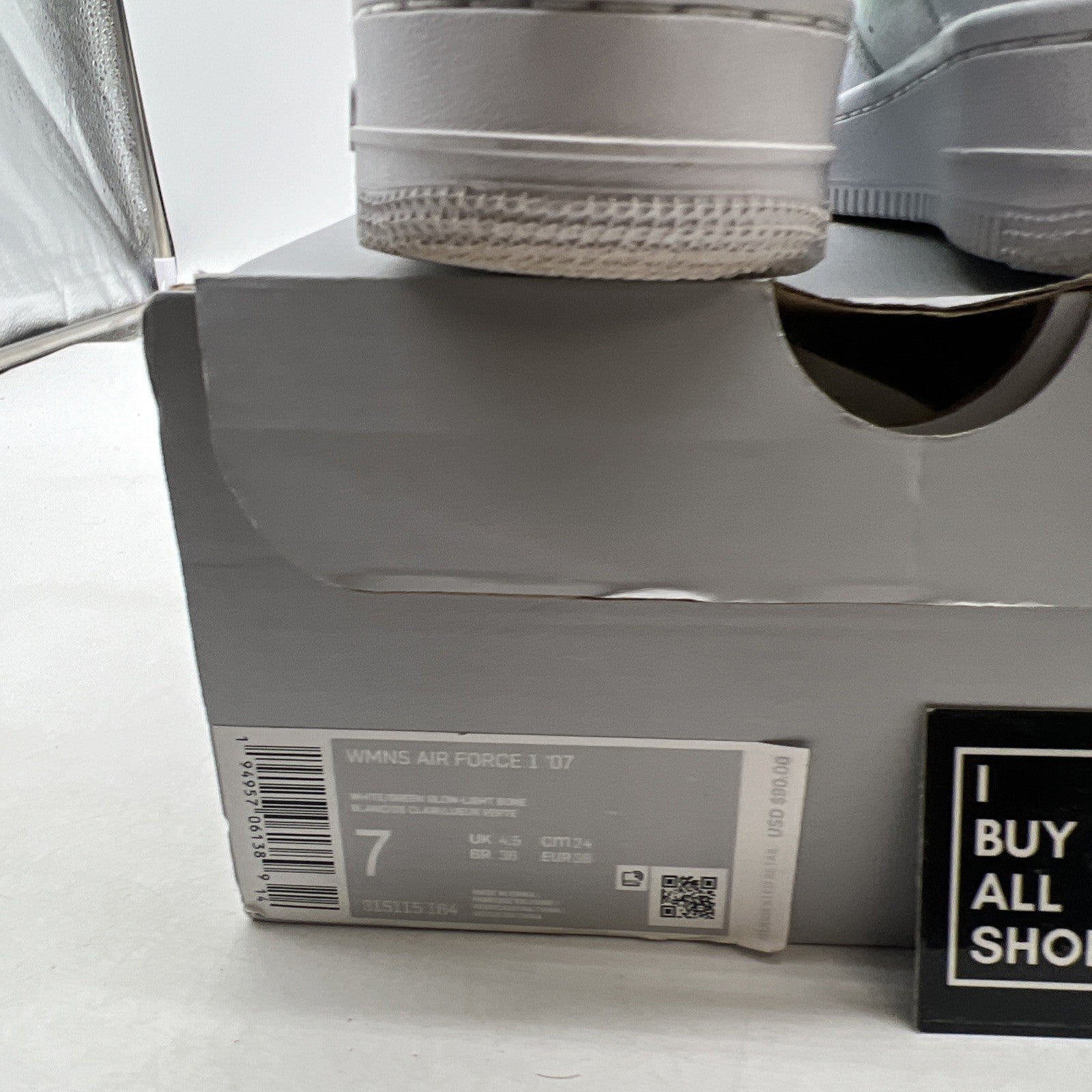 Size 7 - Nike Air Force 1 '07 White Green Glow W (315115-164)