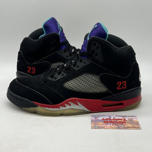 Size 9 - Jordan 5 Retro Top 3 Black 2020 Purple Red Suede (CZ1786-001)