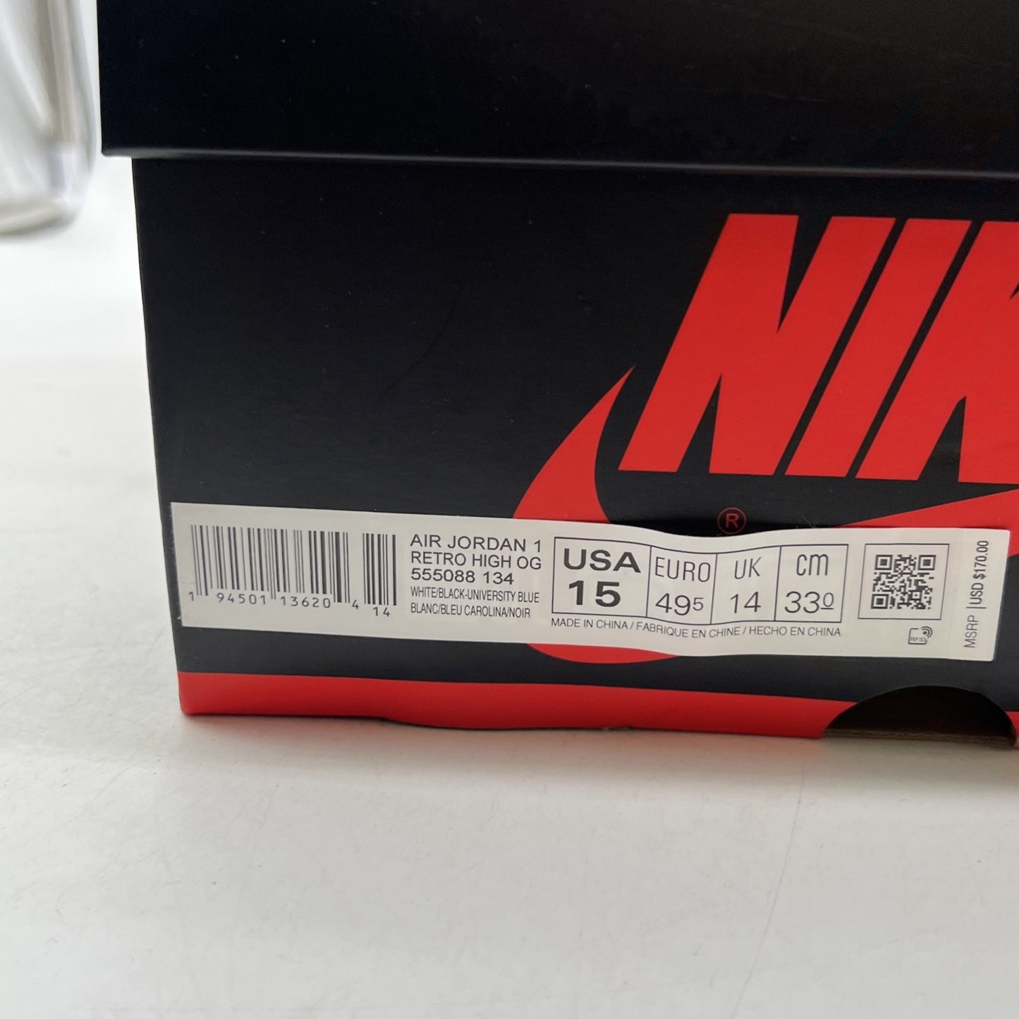 Size 15 - Air Jordan 1 Retro OG High University Blue (555088-134)