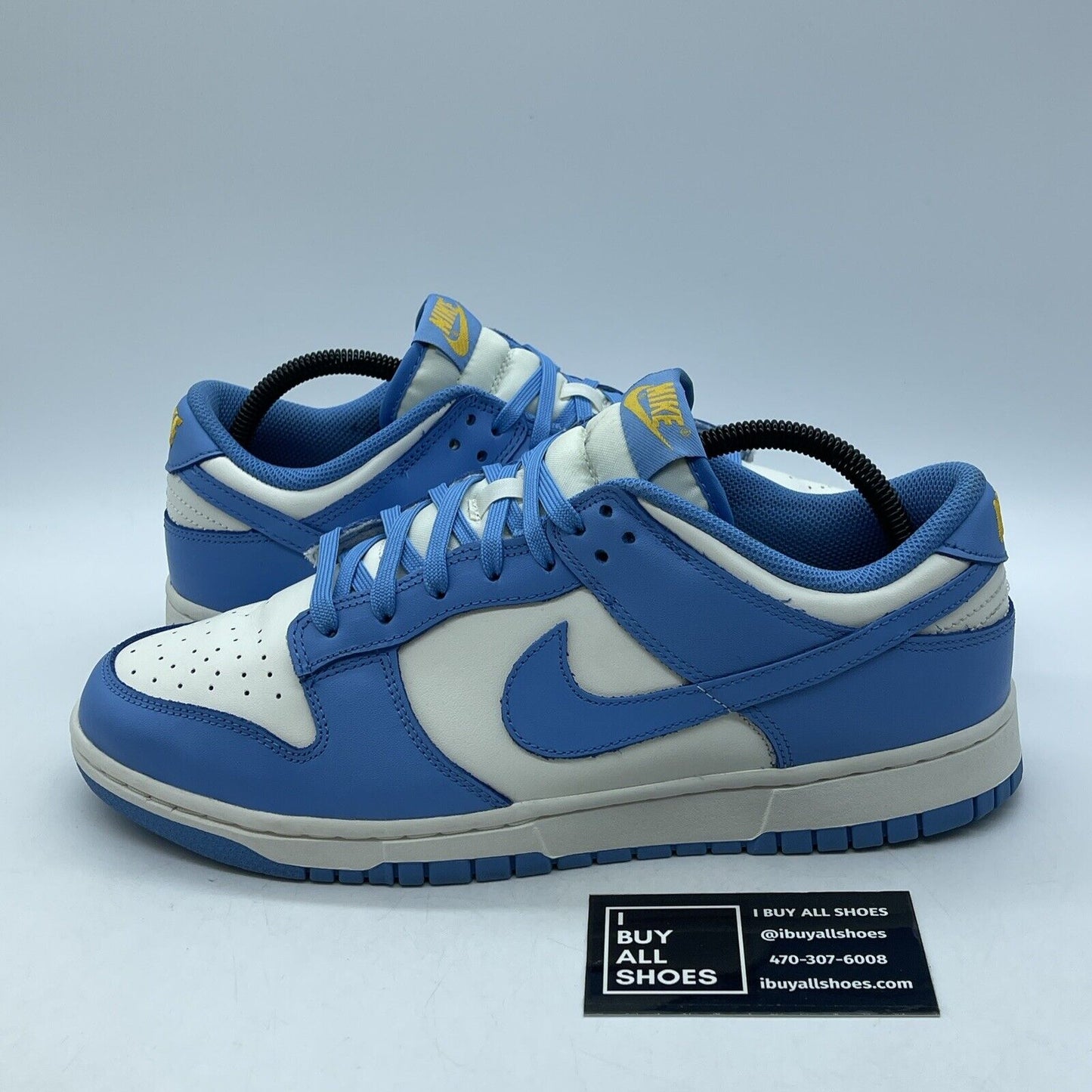 Size 12W - Nike Dunk Low Coast Blue White Yellow Leather Suede (DD1503-100)