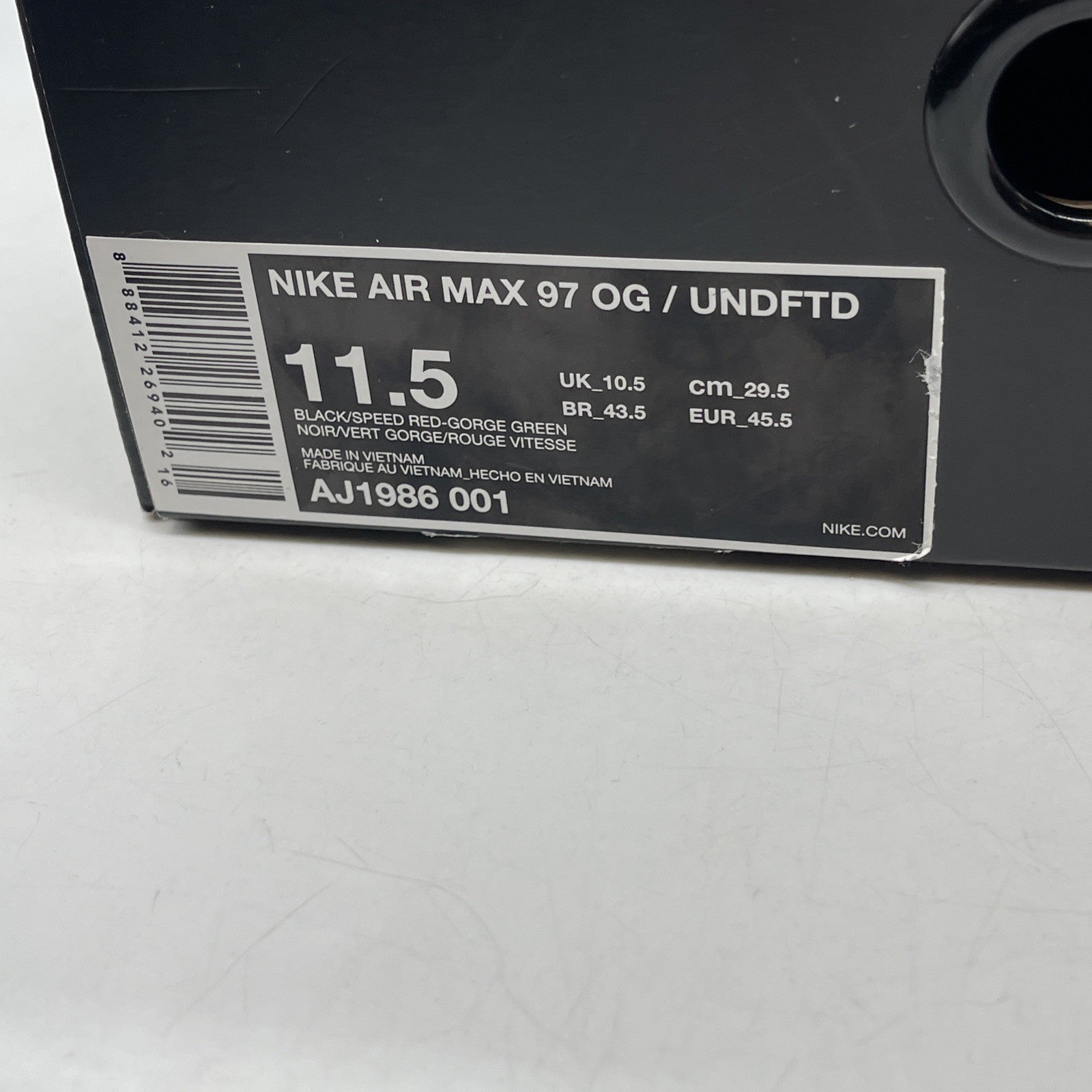 Size 11.5 - Nike Undefeated x Air Max 97 OG Black (AJ1986-001)