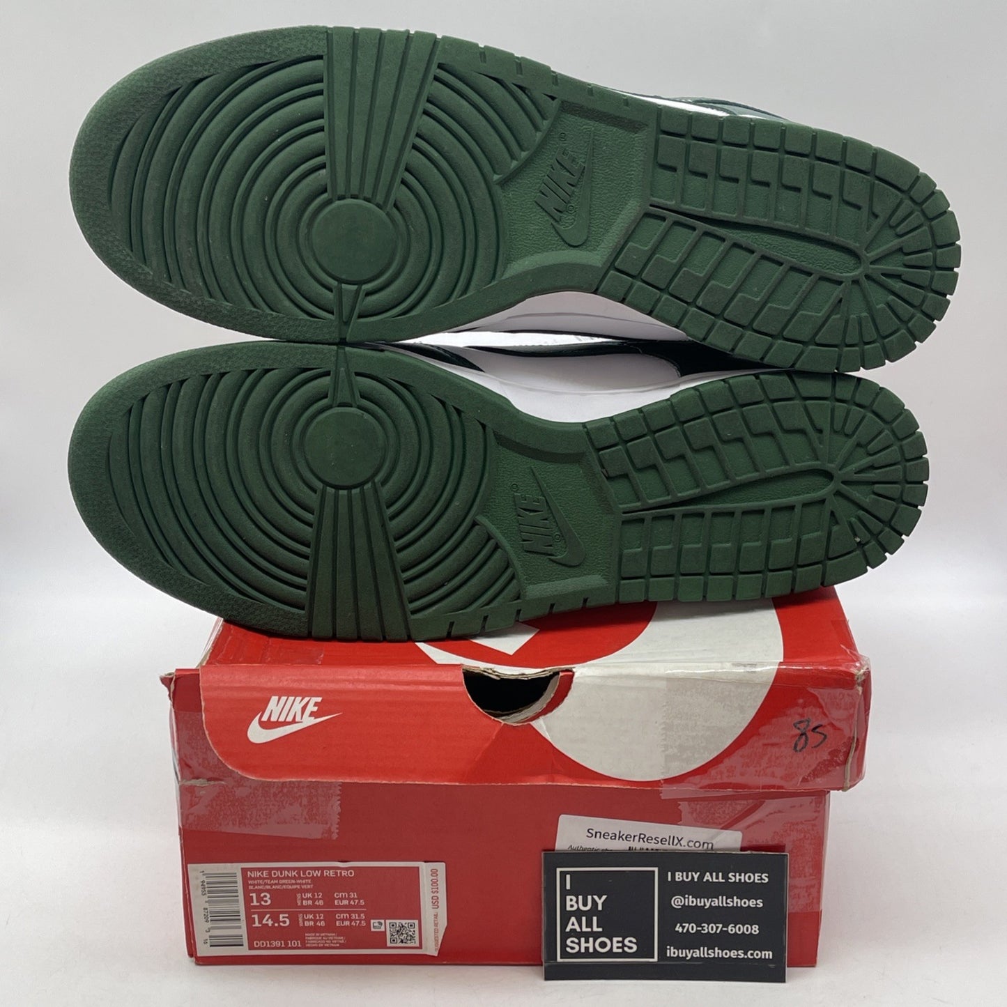 Size 13 - Nike Dunk Low Michigan State Green White Leather (DD1391-101)