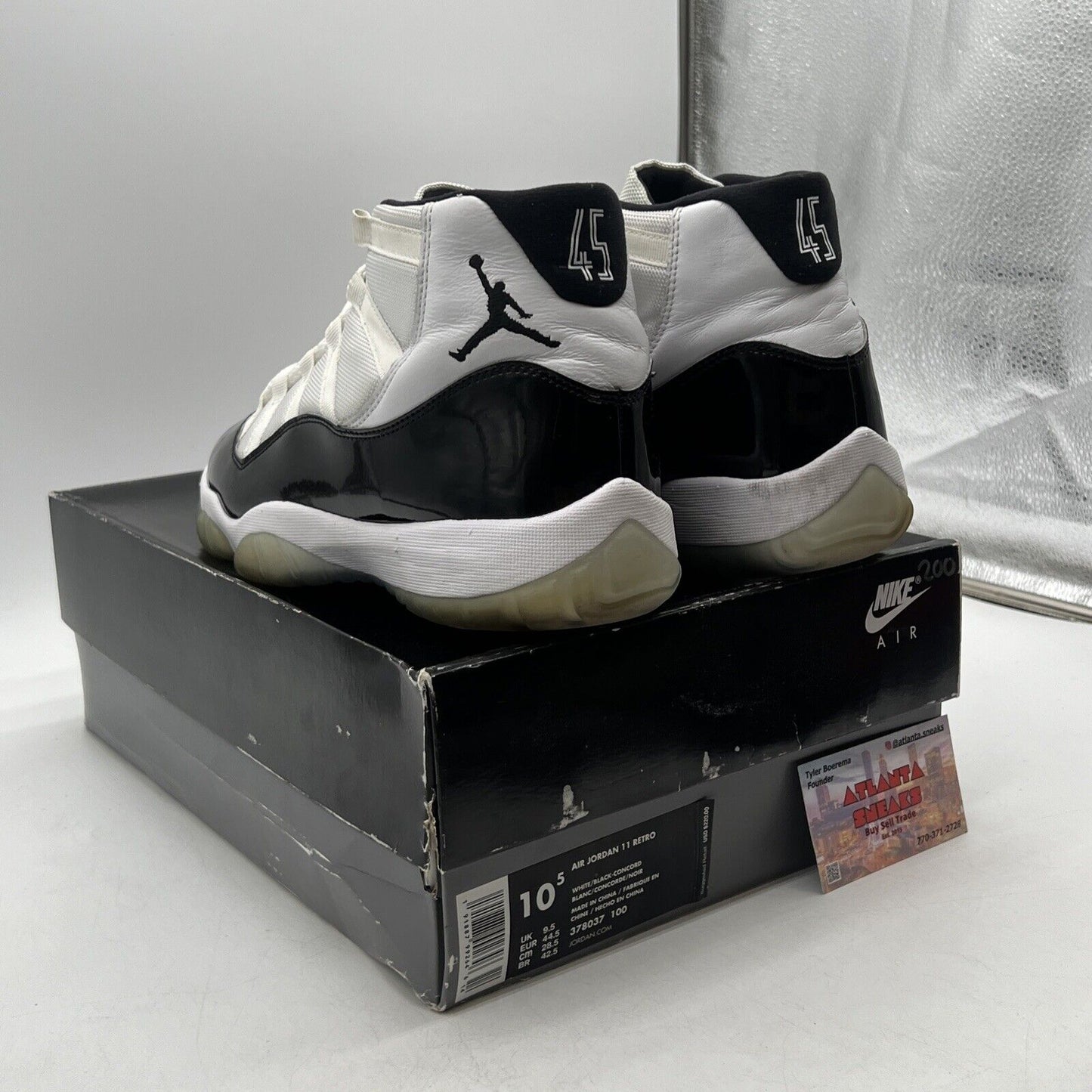 Size 10.5 - Jordan 11 Retro High Concord Black White Leather (378037-100)