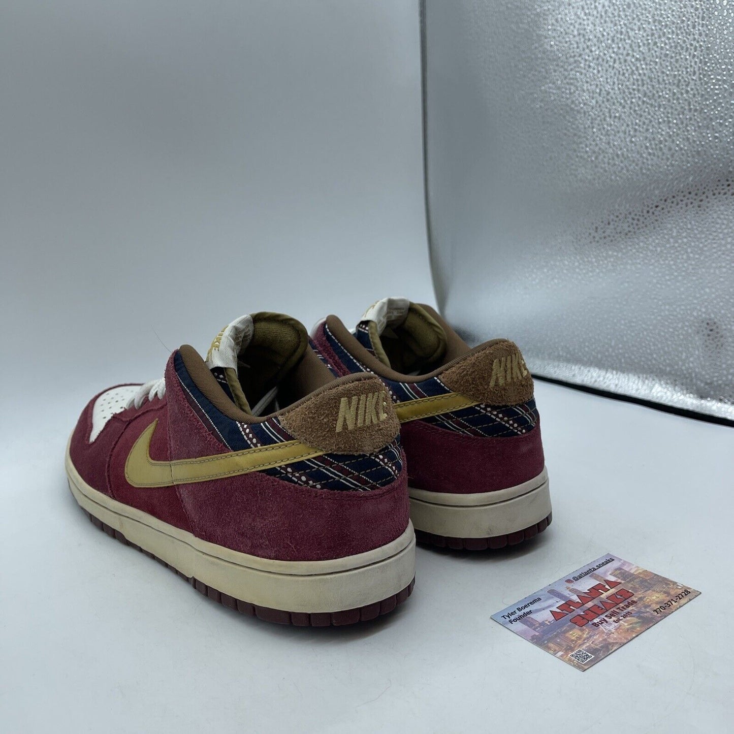 Size 12 - Dunk Low Pro SB Anchorman Burgundy White Brown Suede (304292-672)