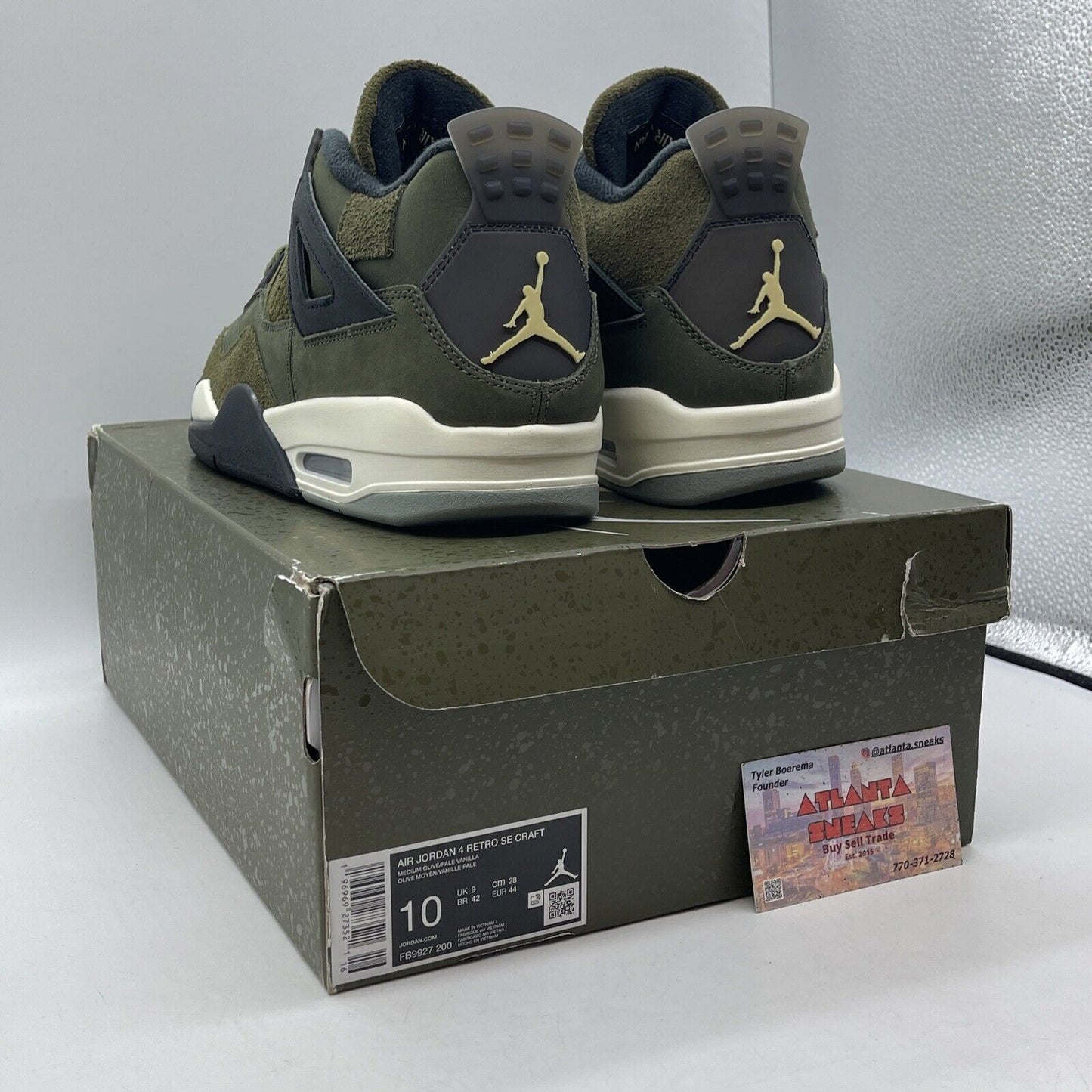 Size 10 - Jordan 4 SE Retro Low Craft - Olive Suede Black Leather (FB9927-200)