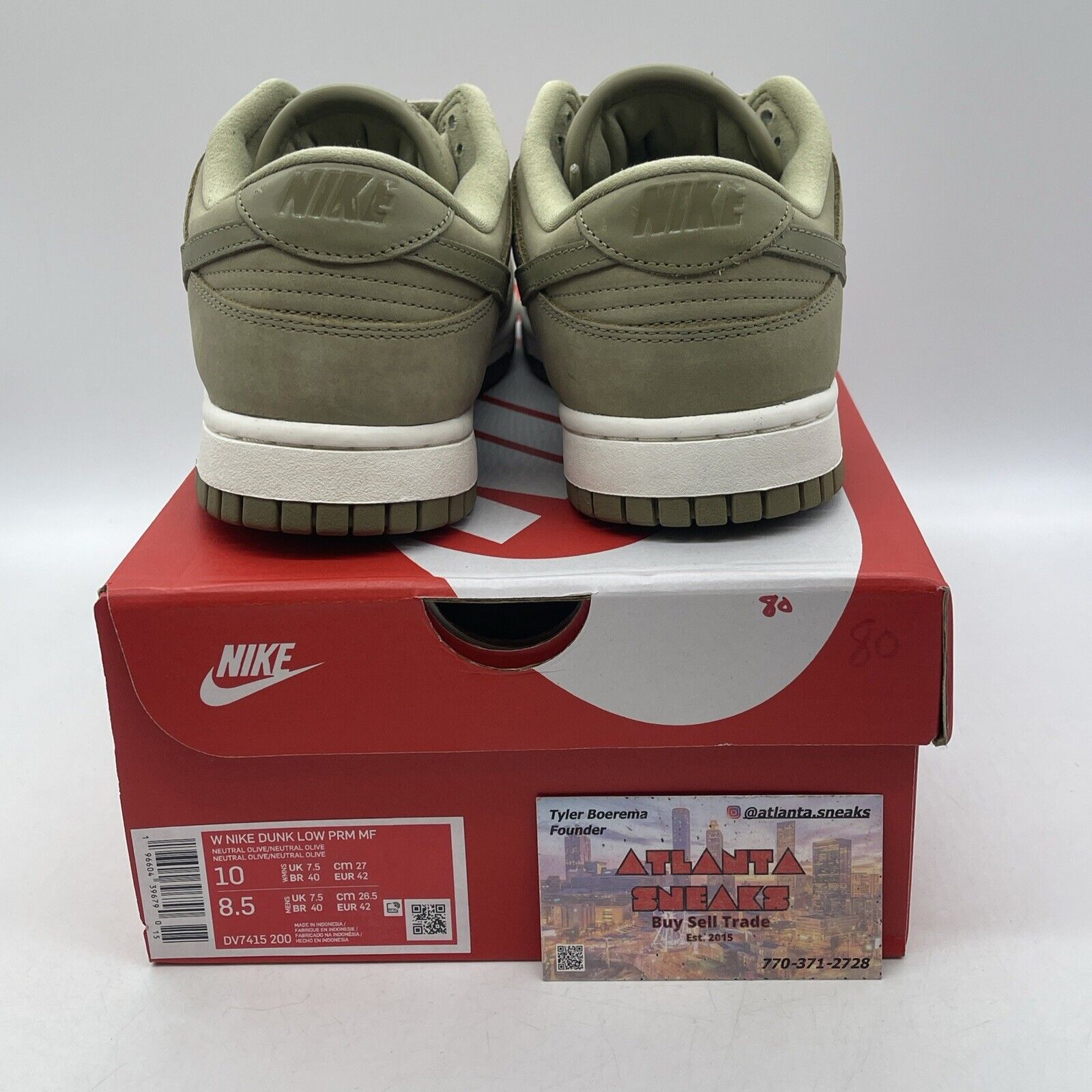 Size 10W- Nike Dunk Premium Low Neutral Olive Suede White Leather (DV7415-200)