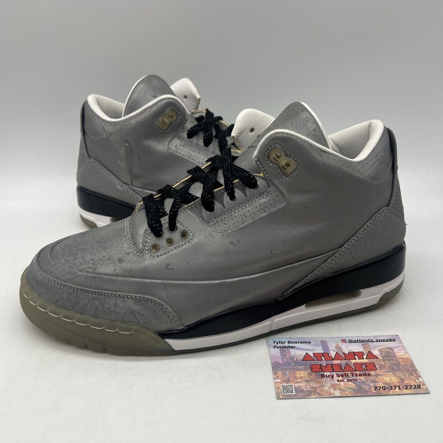Size 8.5 - Air Jordan 3 5Lab3 Reflective Silver Black White (631603-003)