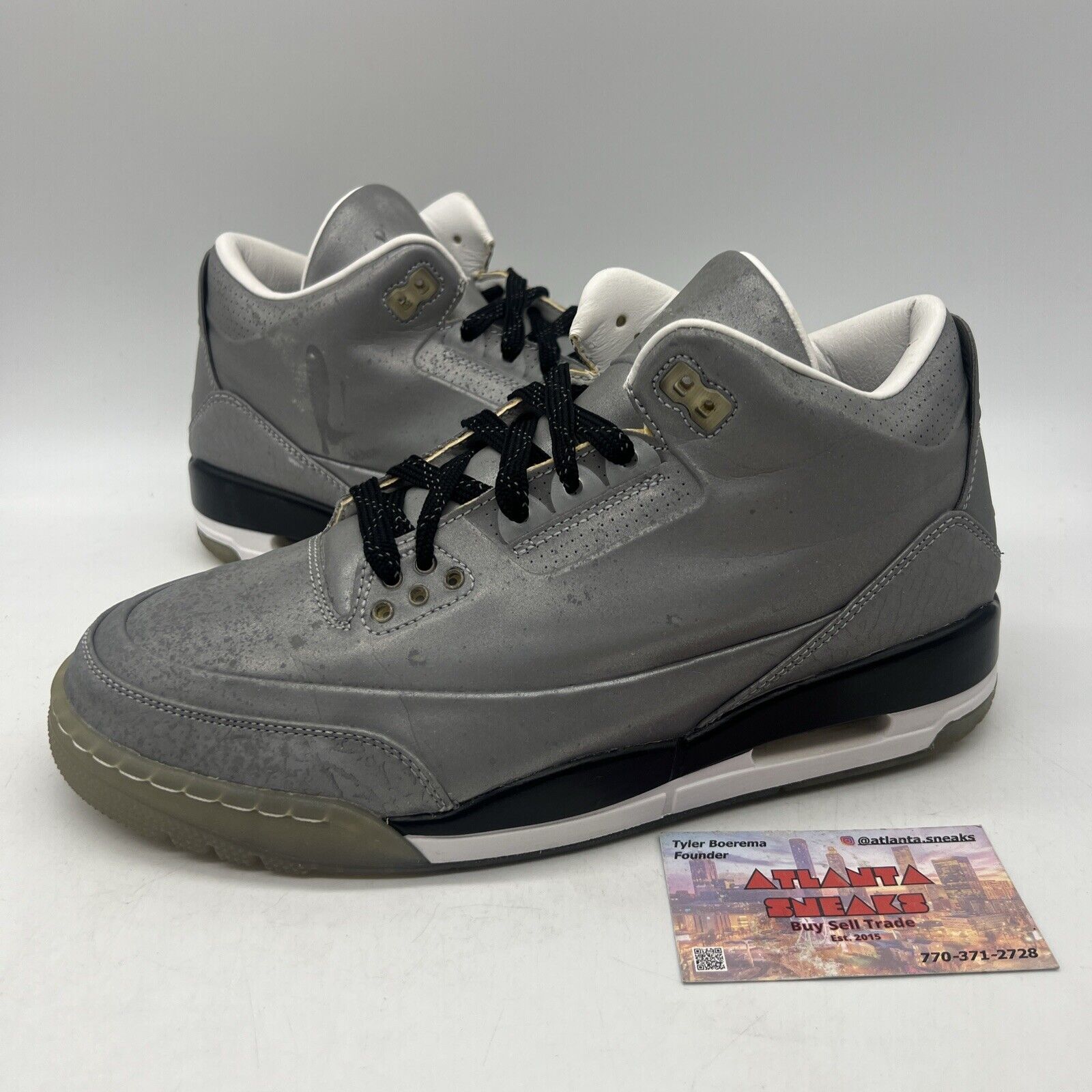 Size 8.5 - Air Jordan 3 5Lab3 Reflective Silver Black White (631603-003)