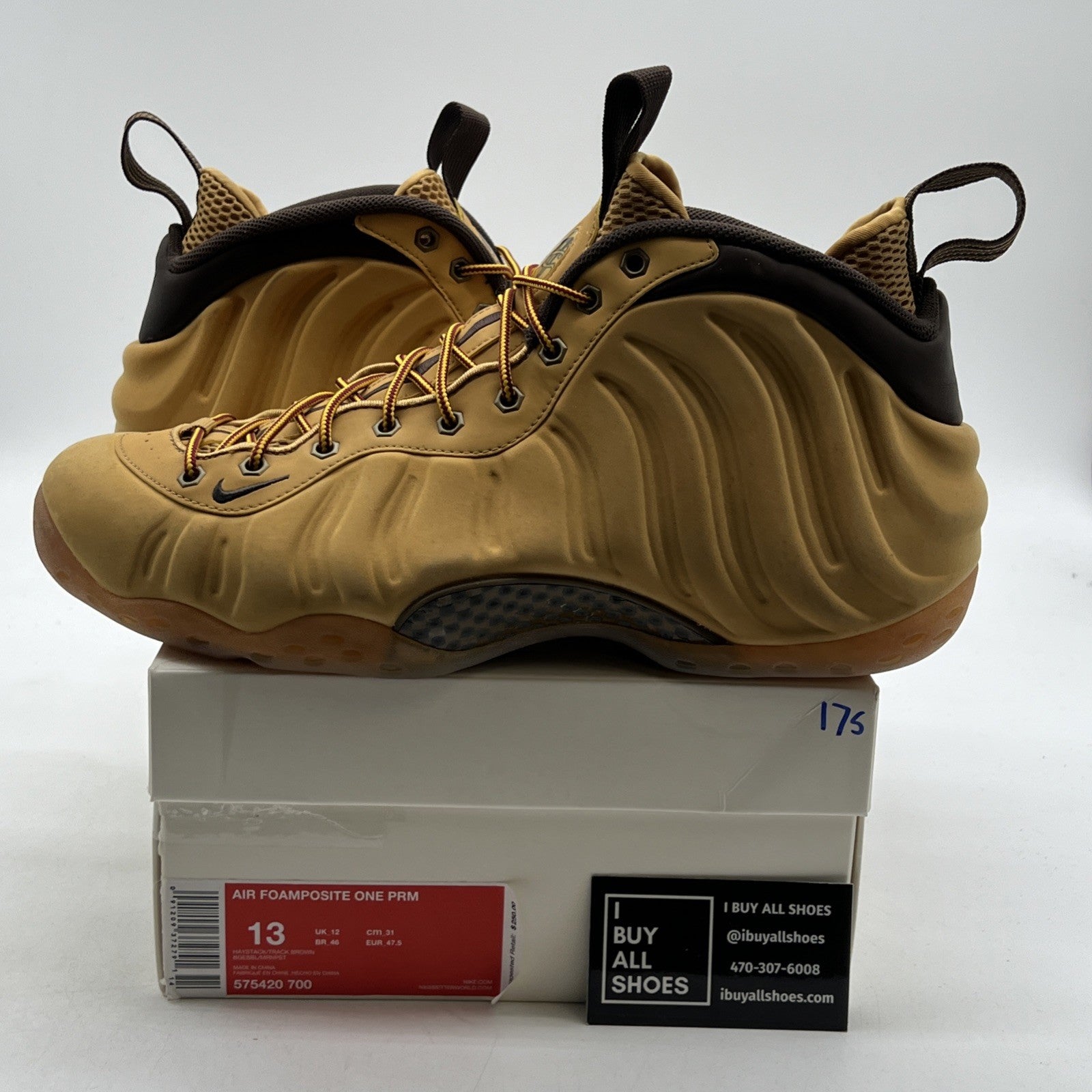 Size 13 - Nike Air Foamposite One Premium Wheat Haystack Sneakers (575420-700)
