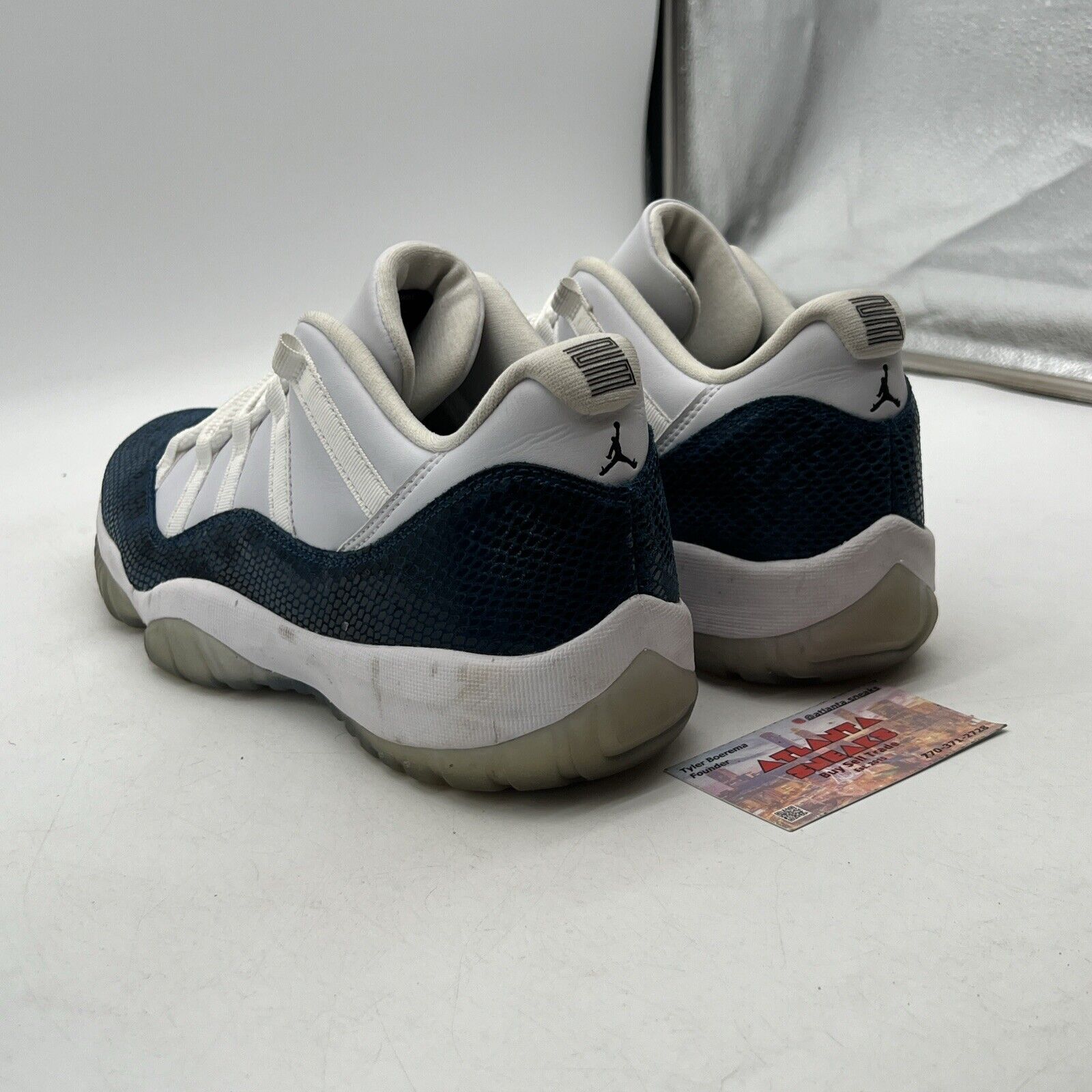 Size 12 - Jordan 11 Retro Low Snakeskin 2019 White Blue Leather (CD6846-102)