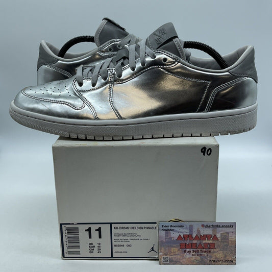 Size 11 - Air Jordan 1 Retro OG Pinnacle Low Metallic Silver Leather (852549-003